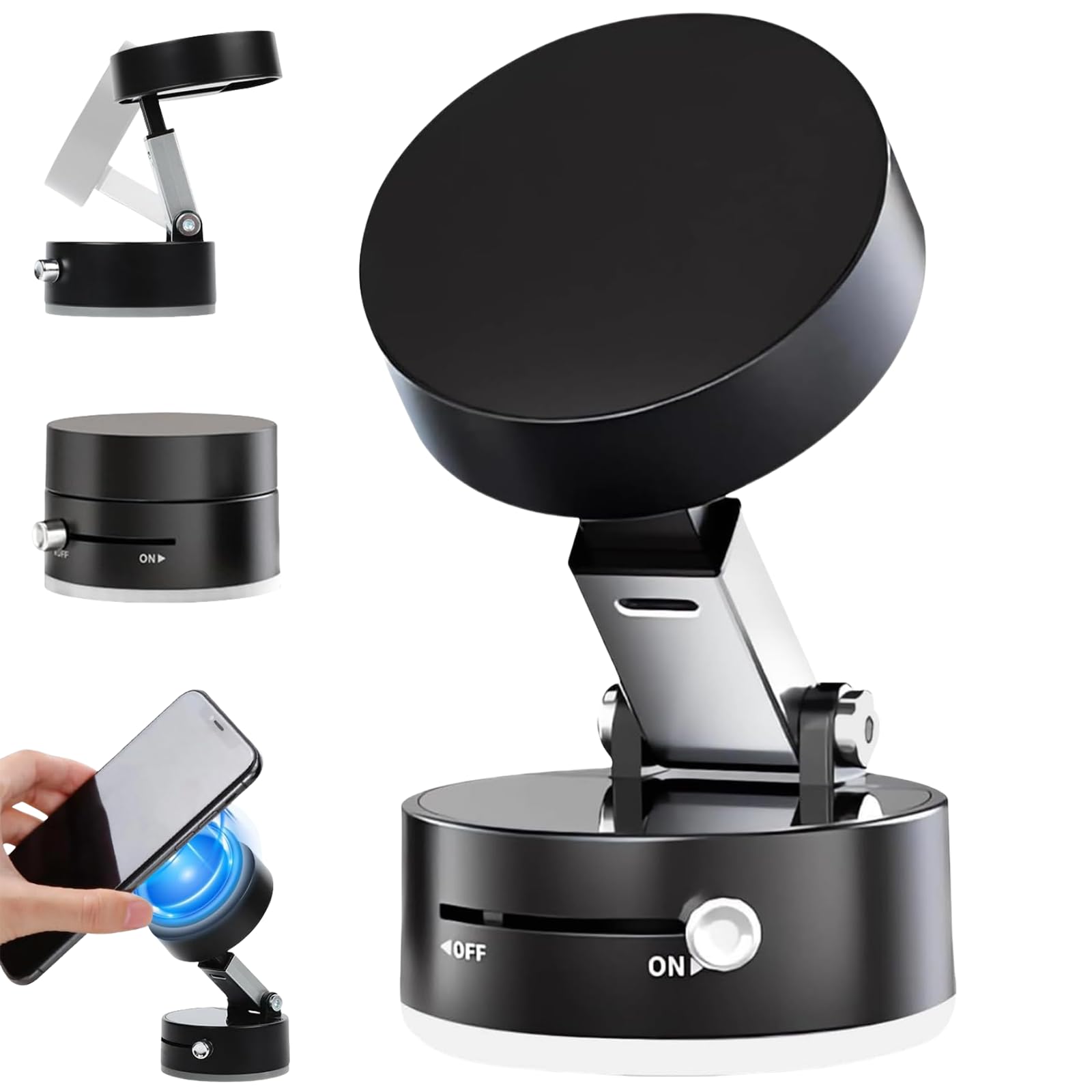 Vacuum Suction Magnetic Phone Holder, Rotatable Magnetic Suction Cup Phone Mount, For Car/Mirror/Smooth Surface, Foldable And Re