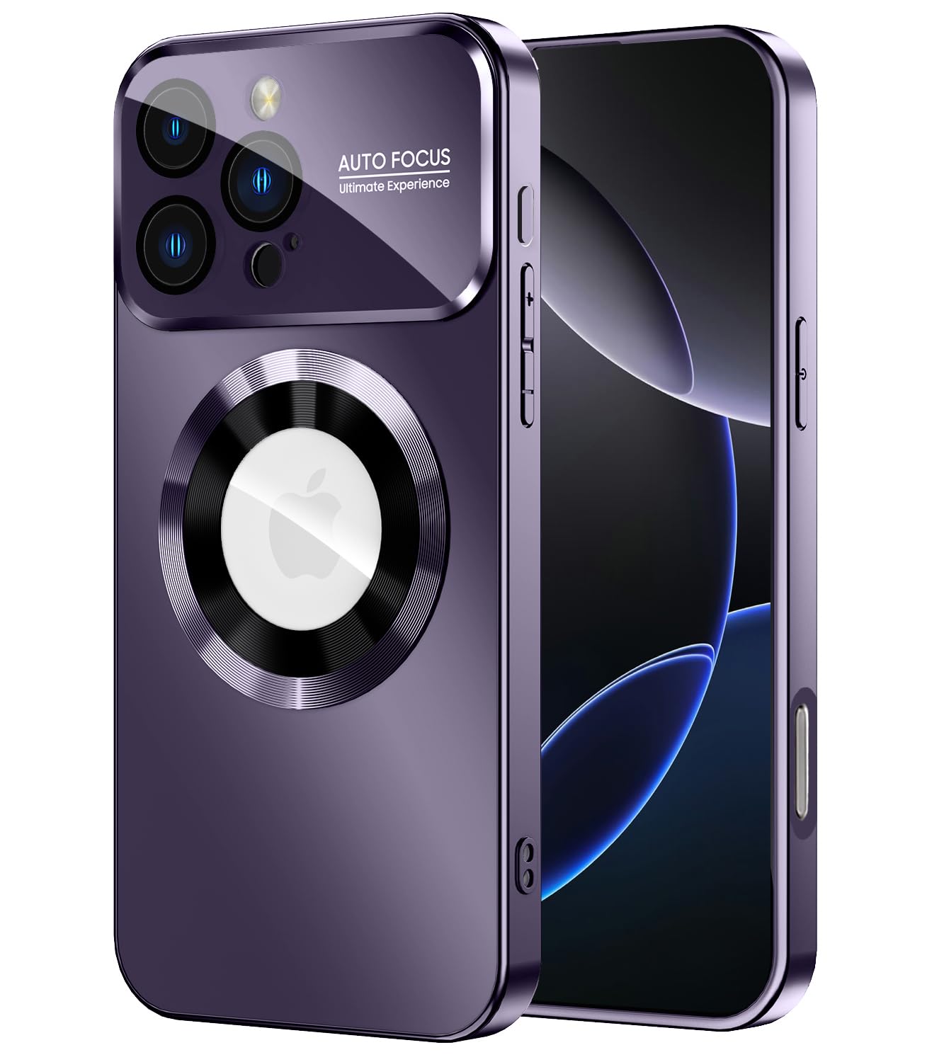 MAKAVO Magnetic for iPhone 16 Pro Case, Compatible with MagSafe, Built-in Camera Lens Protector, Logo View, Military Grade Drop 