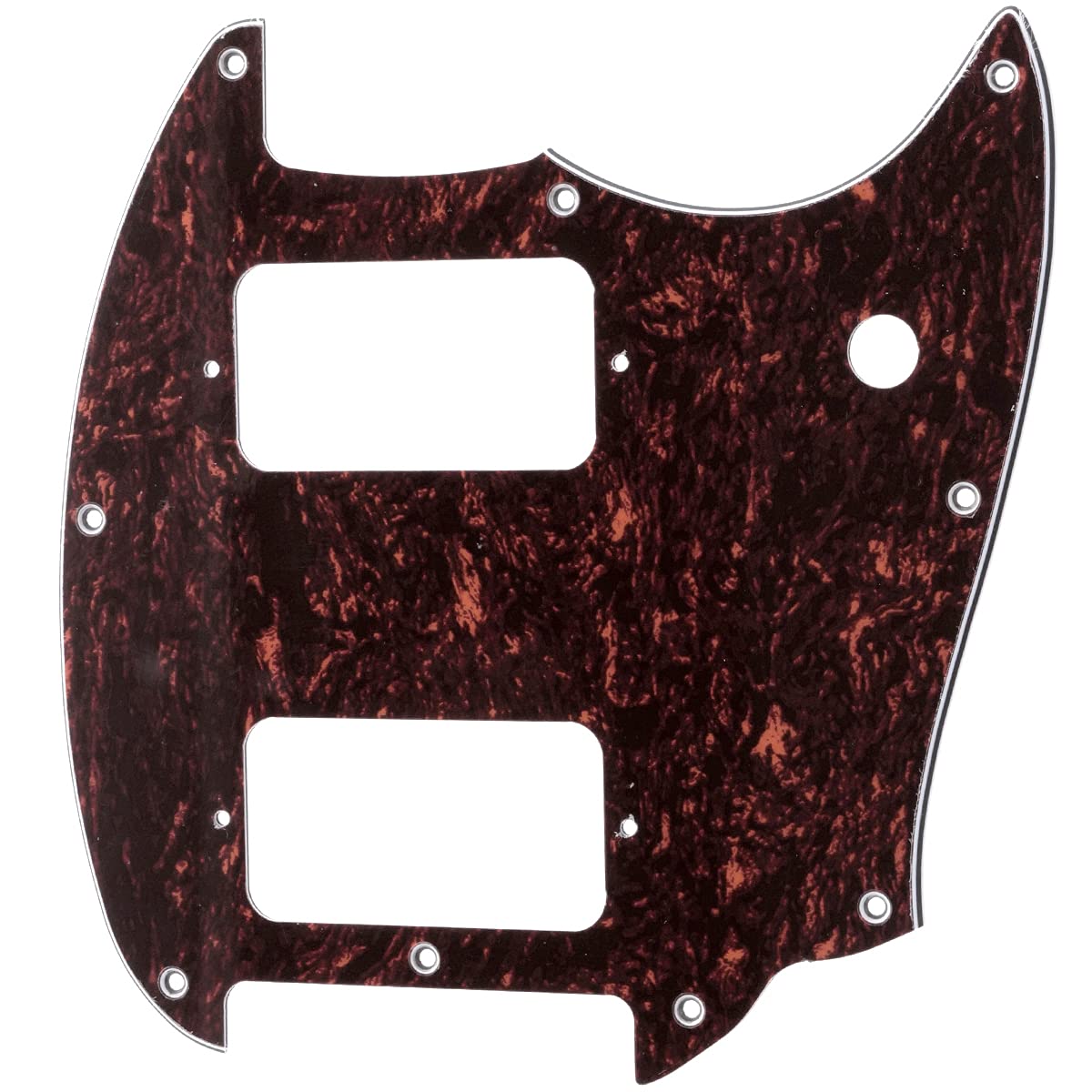 Musiclily Pro 9 Holes Round Corner Hh Guitar Pickguard 2 Humbuckers For Squier Bullet Series Mustang Electric Guitar, 4Ply Red T