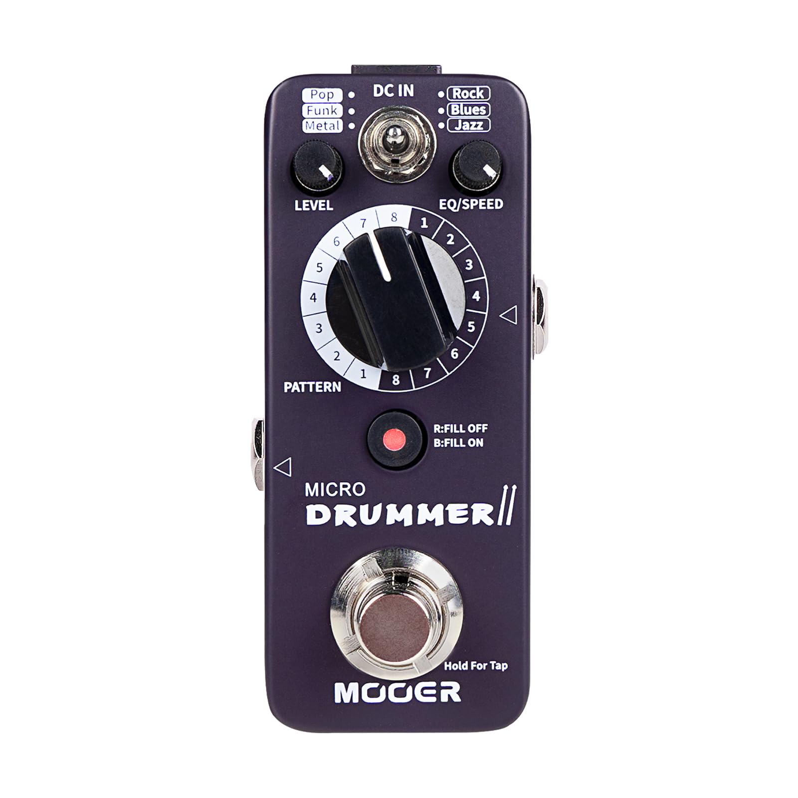 MOOER Micro Drummer II Guitar Drummer Pedal Drum Machine Effect with FILL Function, 48 Drum Grooves, and 6 Music Style Per 8 Dif