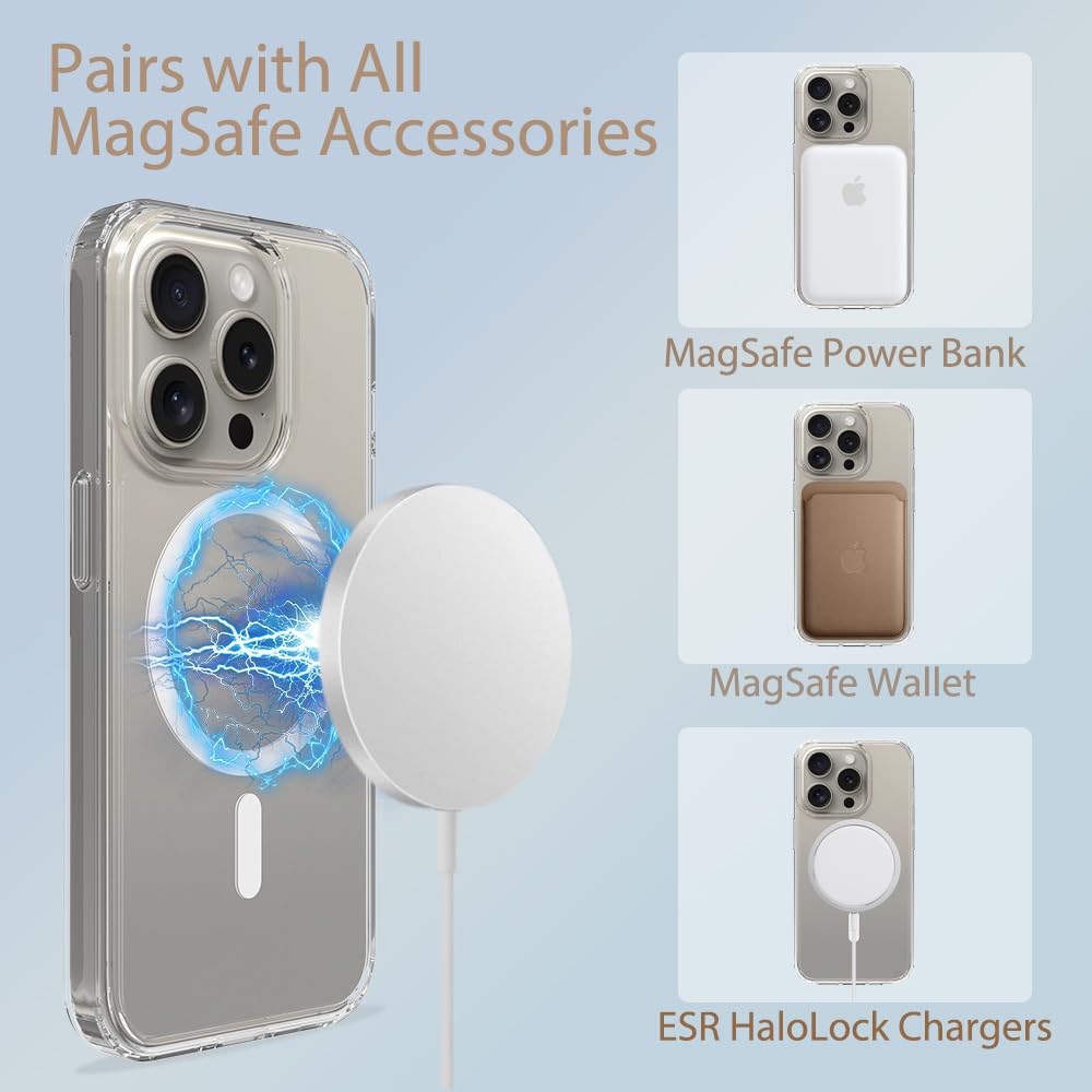Pinlisheng Magnetic For Iphone 15 Pro Case 6.1 Inch,Compatible With Magsafe,Shockproof Anti Scratch Clear Thin Slim Phone Case.C