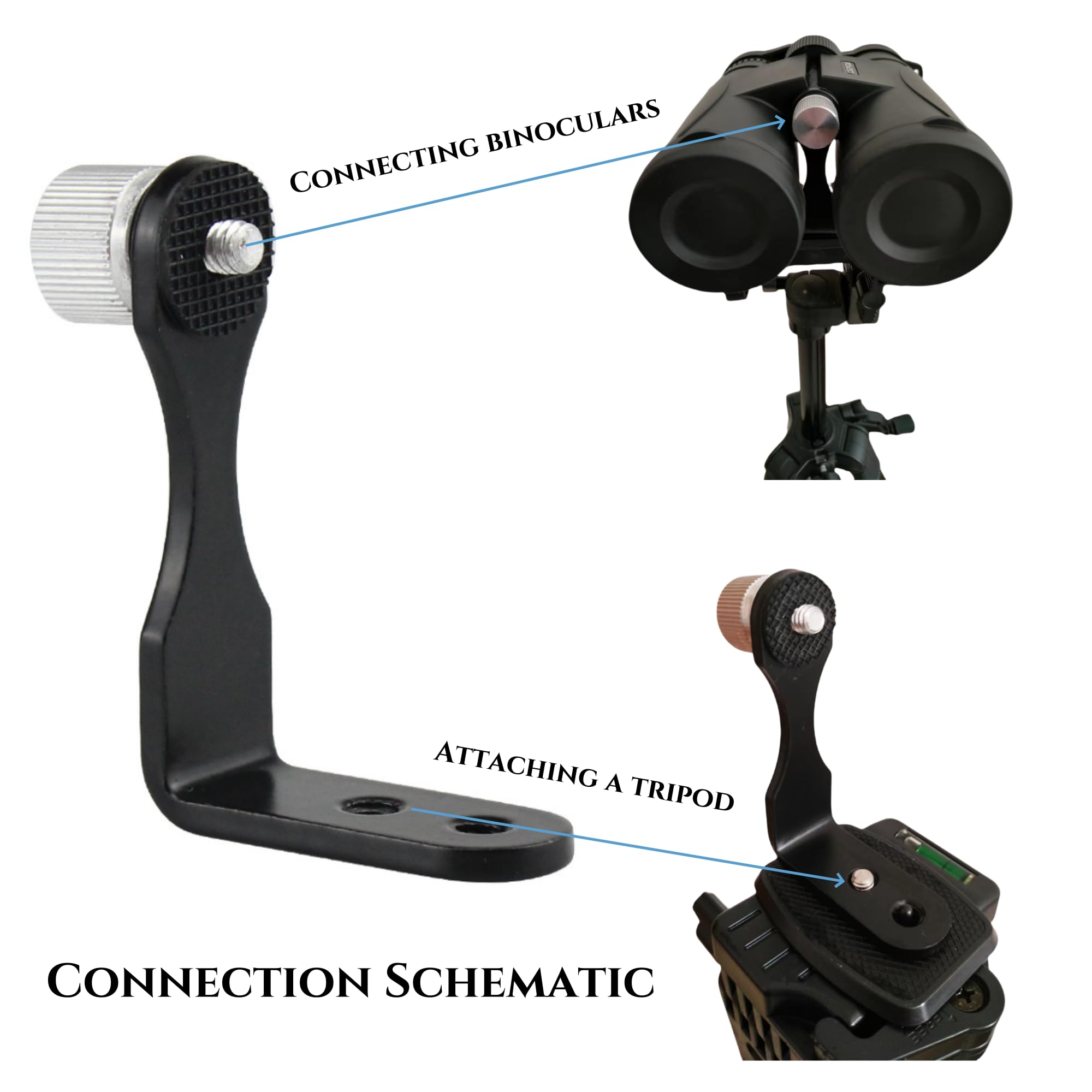 Universal Binocular Adapter, Metal Binocular Tripod Adapter Adaptor Mount Bracket   For Connecting Binoculars To A Tripod, 1/4''