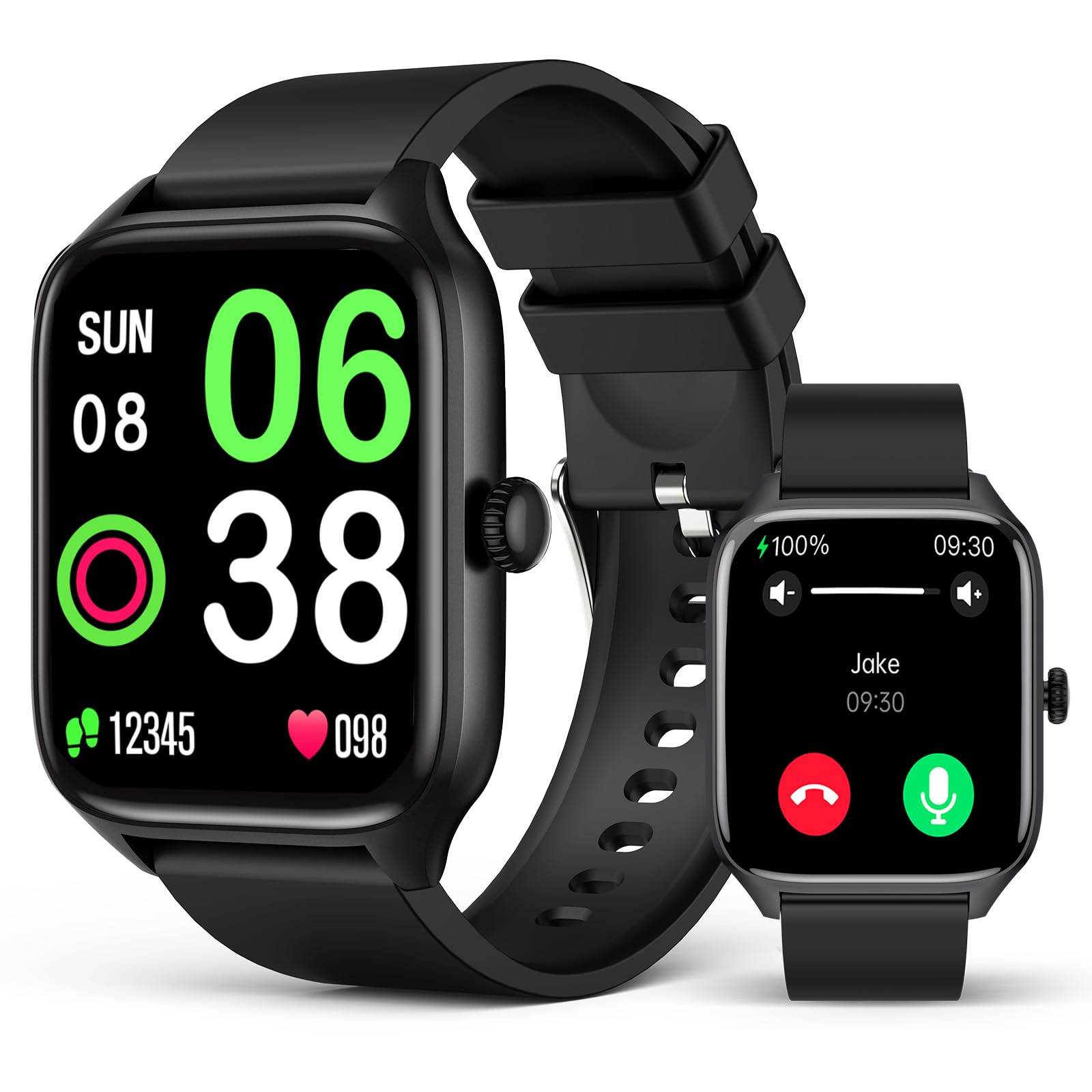 BooaBei Smart Watch for Men Women,1.96 Smartwatch (Answer/Make Call),Blood Pressure/Heart Rate/Blood Oxygen/Sleep Monitor,120+ S