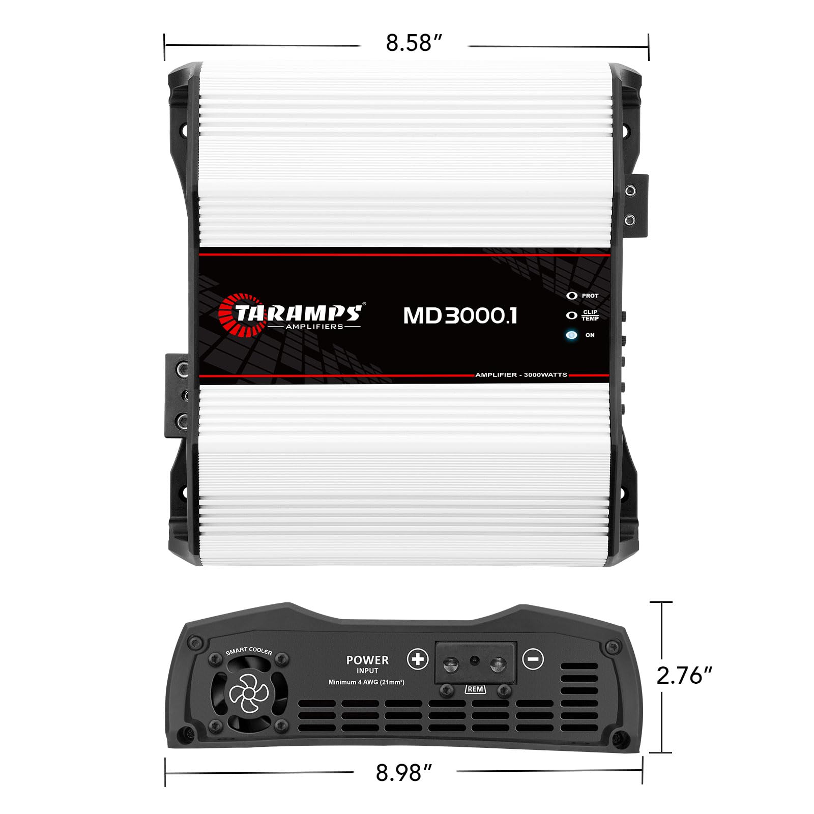 Taramp'S Md 3000.1 Full Range Amplifier 3000 Watts Rms 2 Ohms 1 Channel High Efficiency Mono Amplifier Class D, Bass Boost Car A