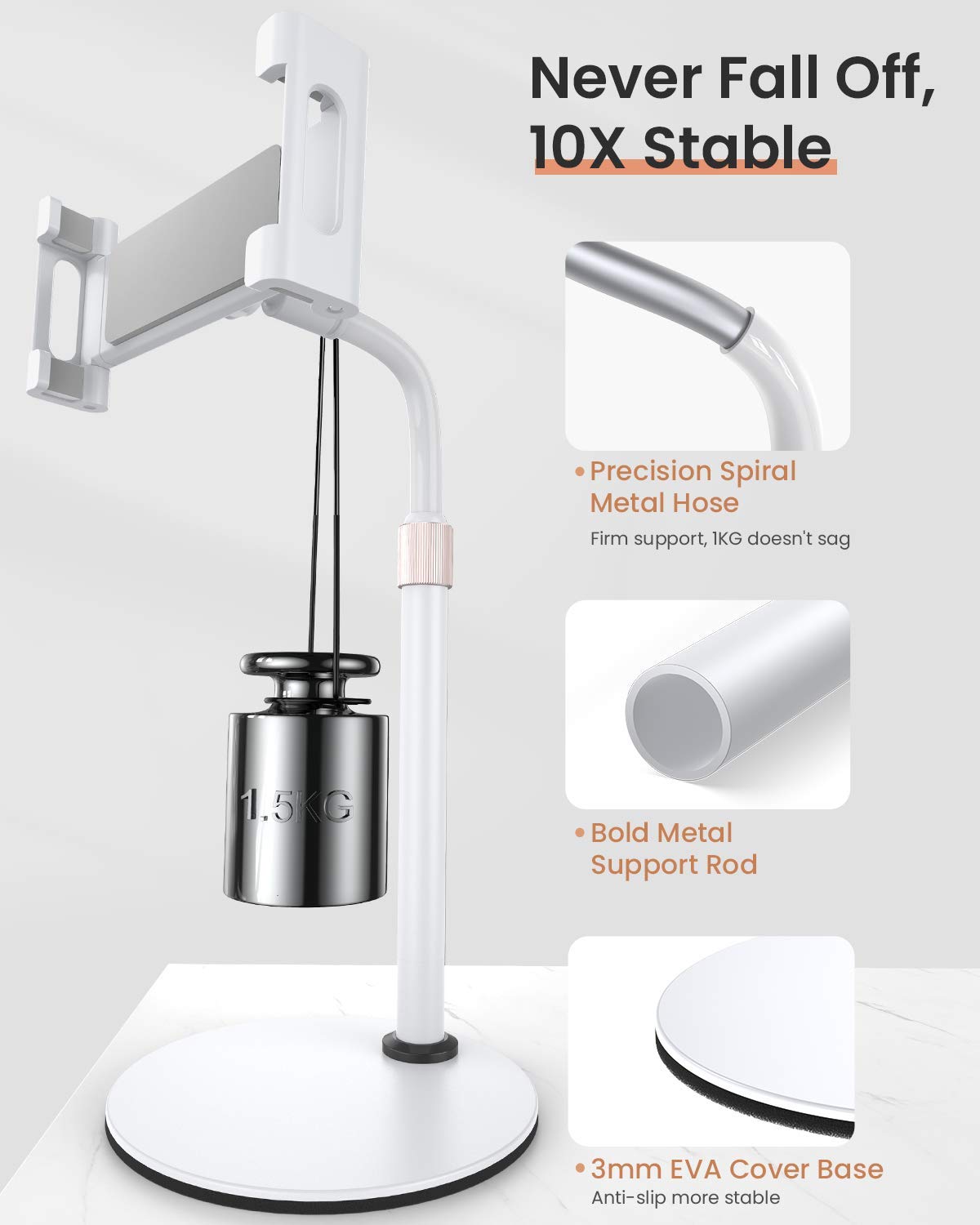 Lisen Tablet Stand Tablet Holder, Adjustable Ipad Stands For Desk, Stand For Ipad Thick Case Friendly Ipad Stand Holder Compatib