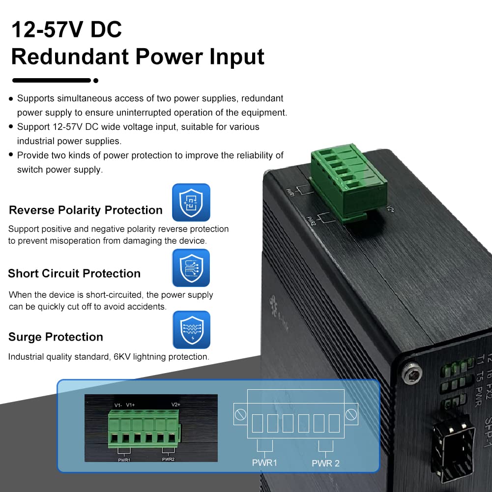 Industrial 8 Port Gigabit Ethernet Switch Din Rail/Wall Mount 8 Port Rj45 10/100/1000Mbps Unmanaged Din Rail Switch Hardened 10
