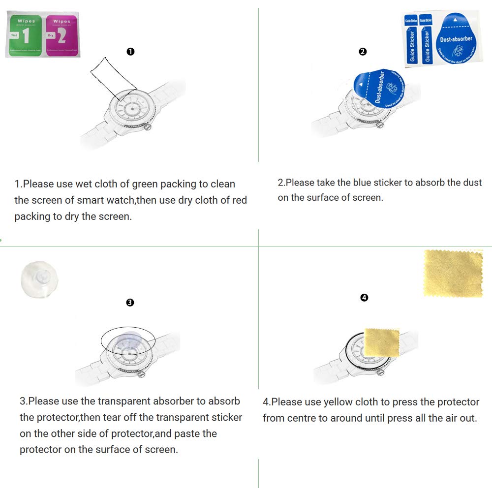 Raewstco Smart Watch Screen Protector For 1.08Inch Efolen Smart Watch Screen Protector Tempered Glass