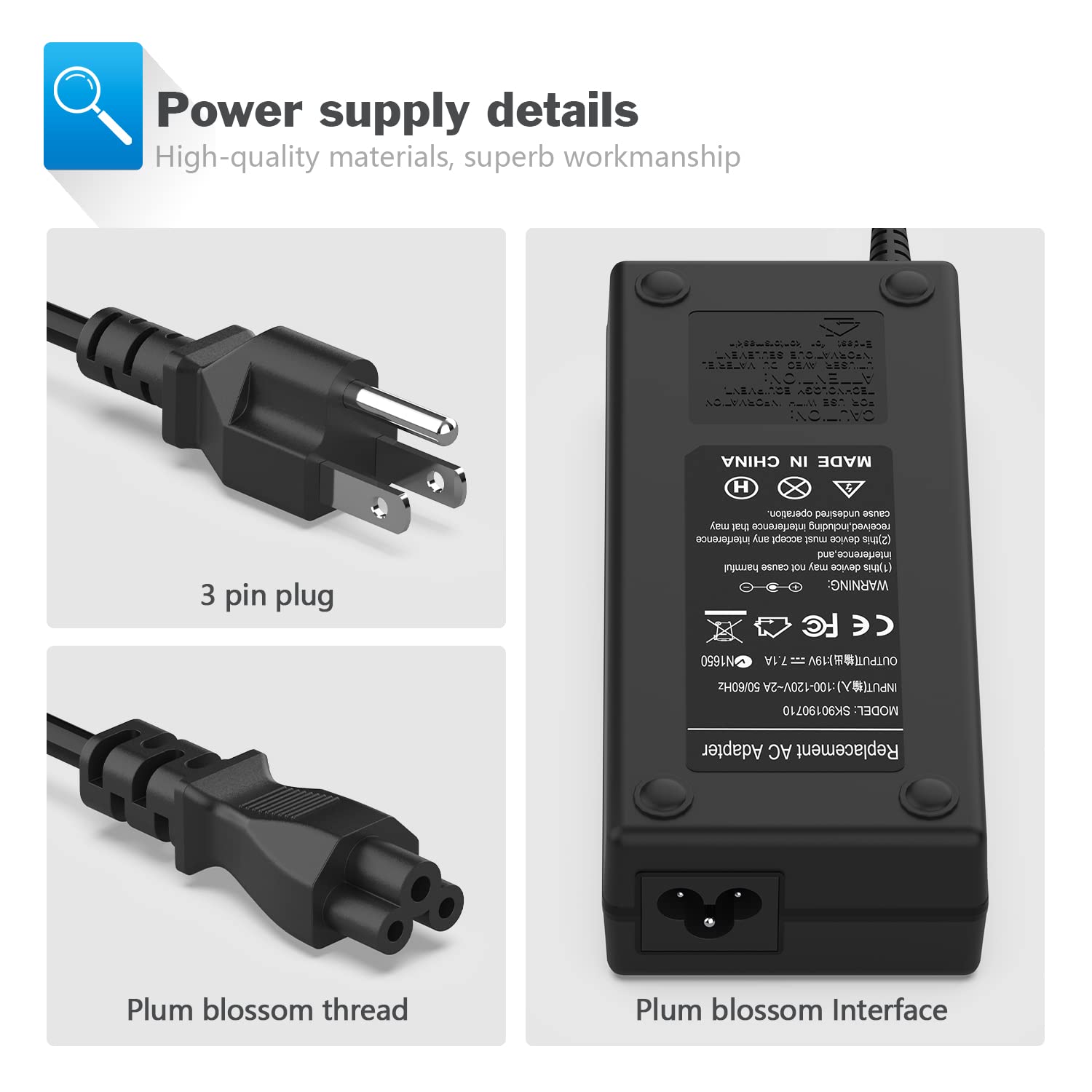 135W Ac Adapter Laptop Charger For Hp 391174 001 384023 481420 001; Hp Dc7800 Dc7900; Hp Compaq Elite 8000 8200 8300 With Size 7.4Mm 5.0Mm Power Supply Cord Plug