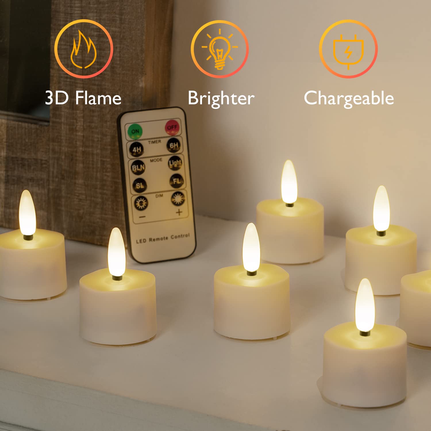 Homemory Flameless Rechargeable Tea Lights With Remote Timer   Led Tea Lights Battery Operated, Realistic Flickering For Home Ho