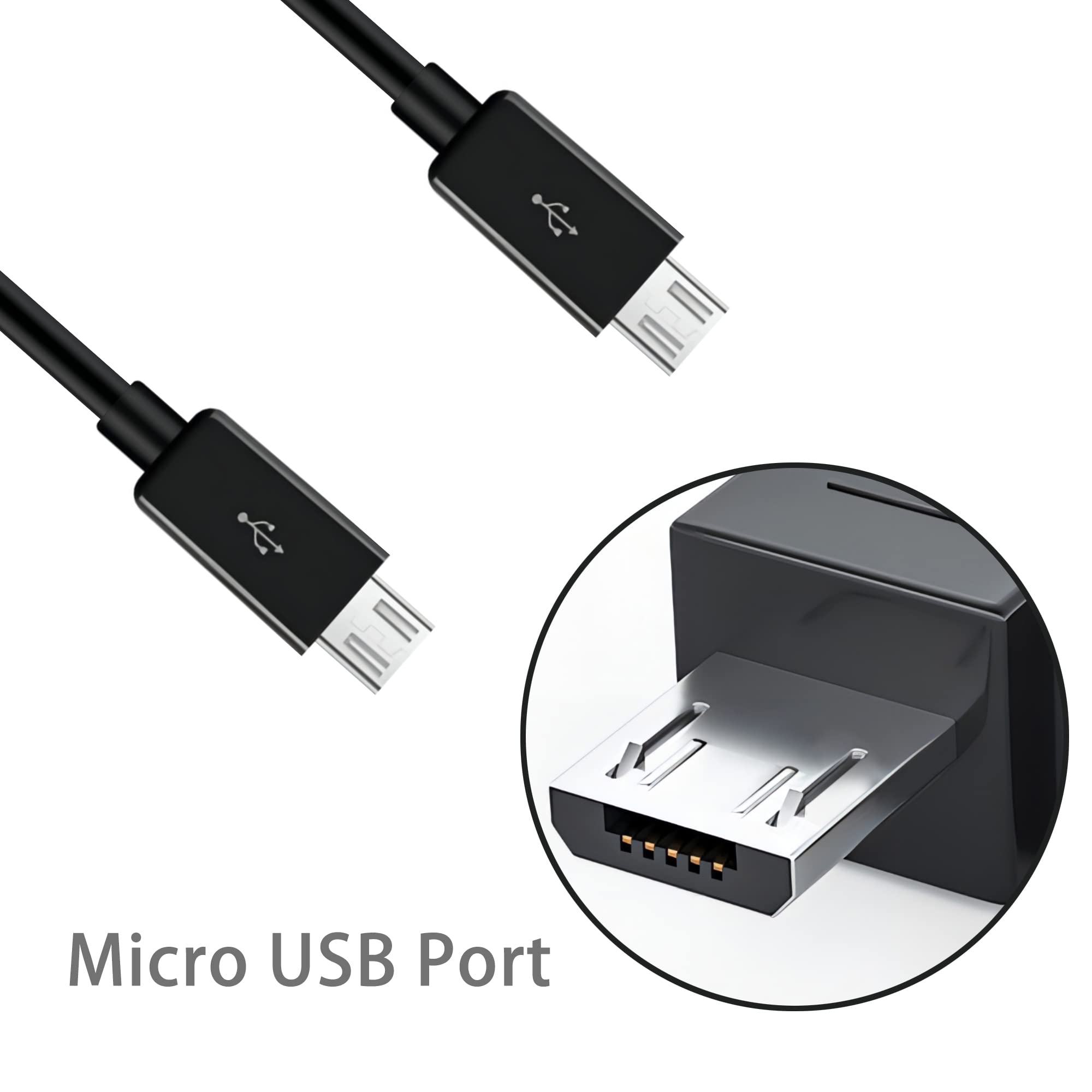 Gelrhonr Short Micro Usb Splitter Cable,2 In 1 Usb 2.0 A Male To Dual Micro Usb Male Charging Cord Multi Micro Usb Data Sync Ada