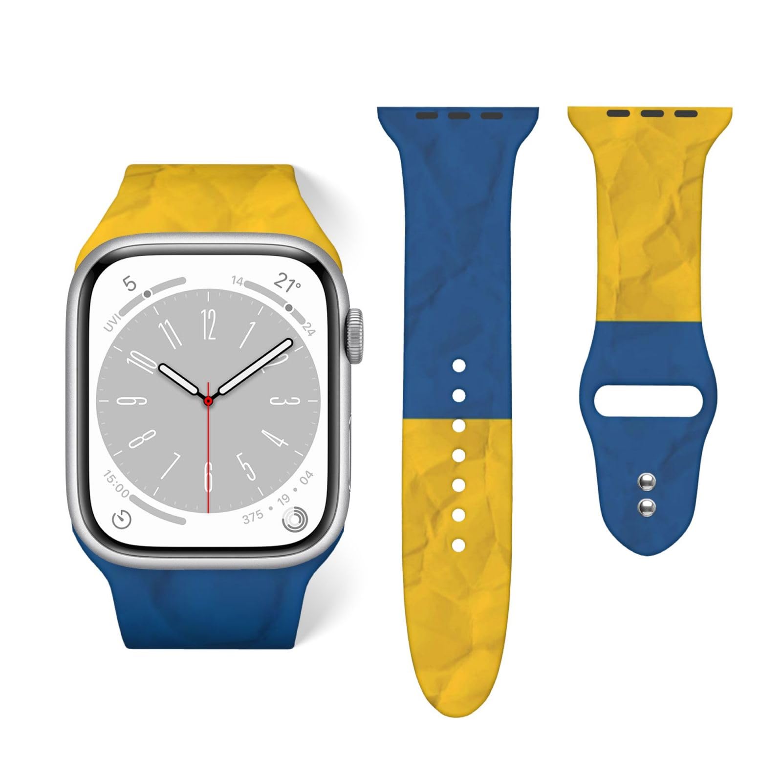 Silicone Replacement Bands Compatible with Apple Watch Vintage Ukrainian Flag, Adjustable Straps for Men and Women