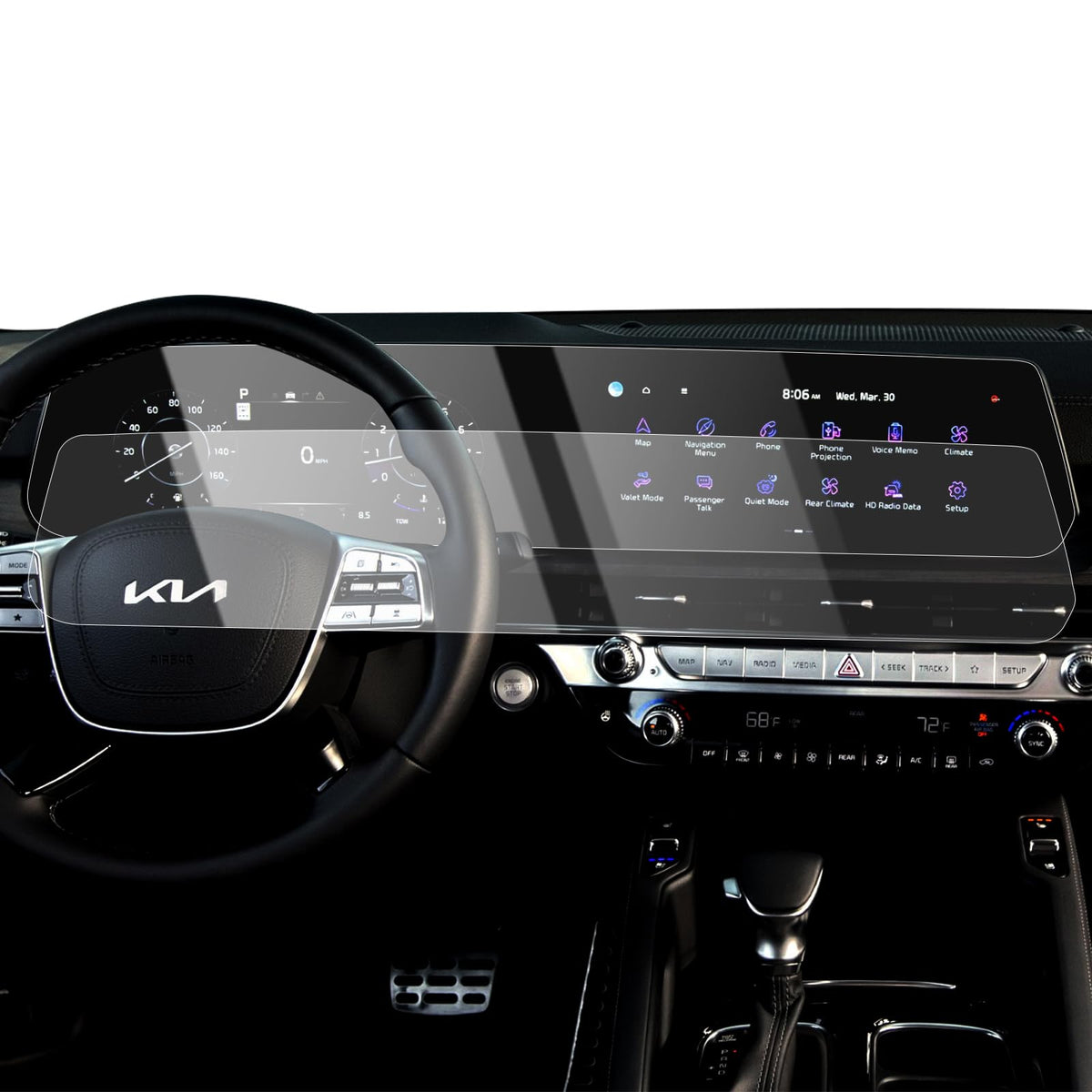 Karltys 2 Pack 2025 Telluride Screen Protector For Kia Telluride 2023 2024 2025 Dual 12.3-Inch Screen, 9H Touchscreen Tempered Glass & Instrument Cluster Screen Cover For 2025 Telluride Accessories