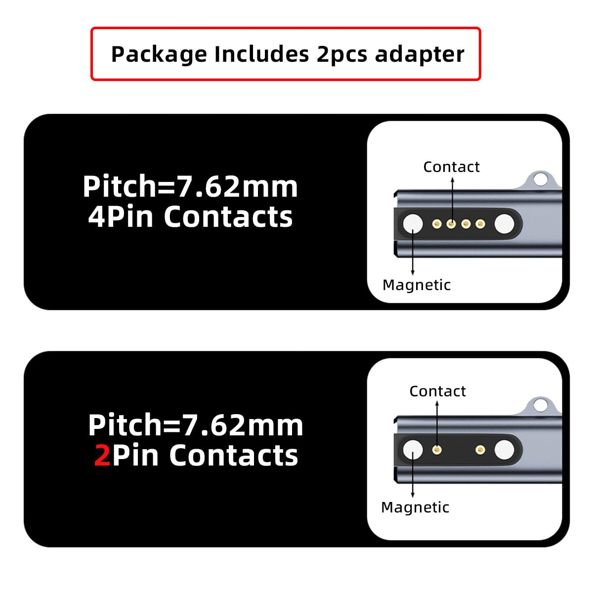 Cy 2Pcs/Lot Magnetic Smart Watch Charging Adapter Usb Type-C To Pitch 7.62Mm With 2-Pin 4-Pin Compatible With Bone Conduction He