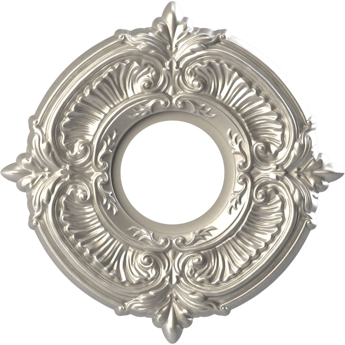 Ekena Millwork CMP10ATBAL Attica Thermoformed PVC Ceiling Medallion (Fits Canopies up to 4 1/8), 10OD x 3 1/2ID x 3/4P, Bright C