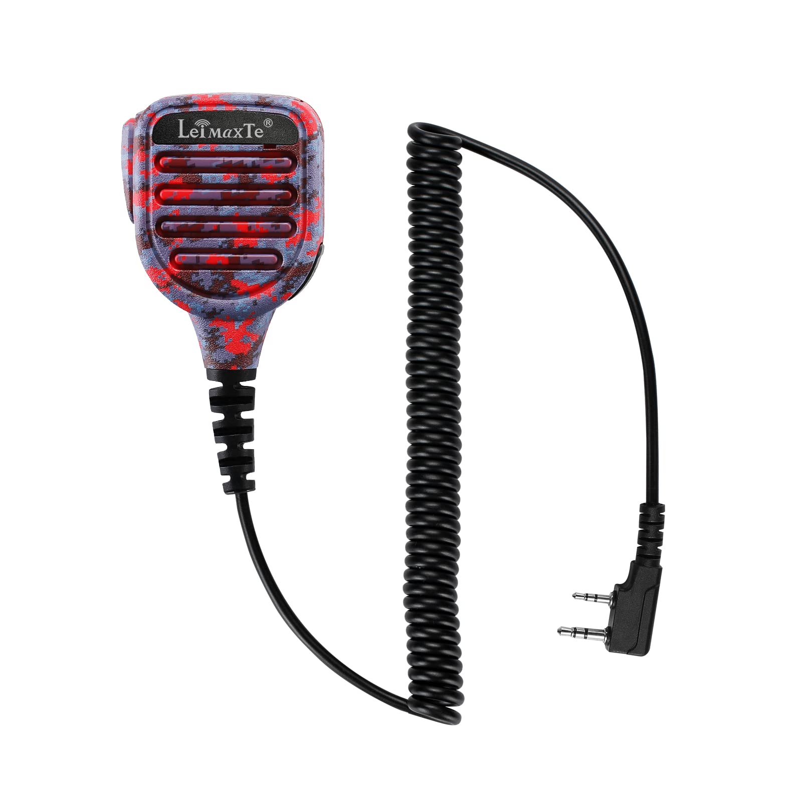 Leimaxte Two Way Radio Speaker Microphone Compatible With Baofeng Uv 5R Bf 888S Retevis Kenwood Puxing Wouxun 2 Pin Walkie Talkie With Ptt And 3.5Mm Jack, Camouflage Purple