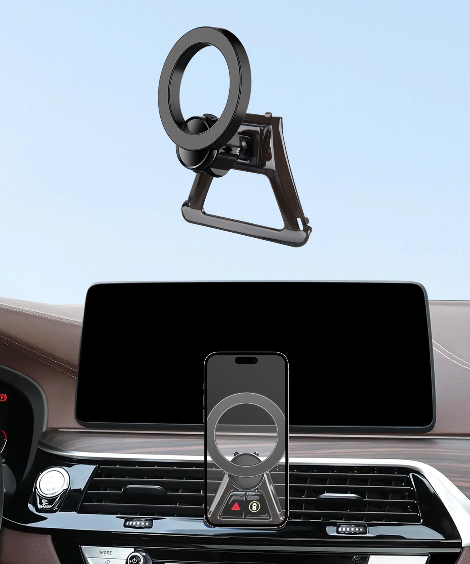 MaserWeller Car Phone Holder for BMW 5 Series 2017-2023 Accessories, 360 Rotation Phone Mount Compatible with MagSafe, Cell Phon