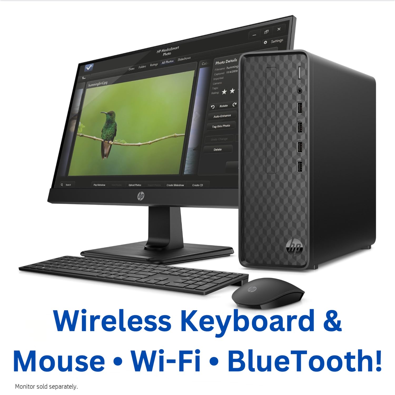 Hp Slim Desktop, Intel Core I3 10105 Processor, 12Gb Ddr4 Ram, 512Gb Pcie M.2 Ssd, Hdmi, Rj 45, Wireless Keyboard & Mouse, Wi Fi