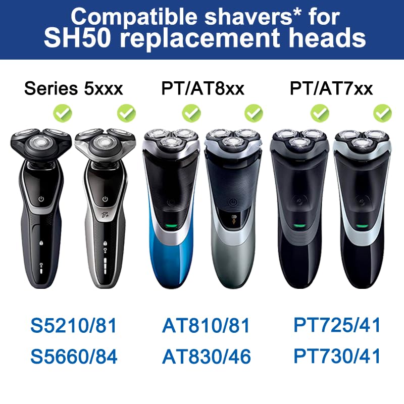Sh50 Replacement Heads For 5000 Series Shavers S5160, S5210, S5205 And S5370, 3 Pc Pack