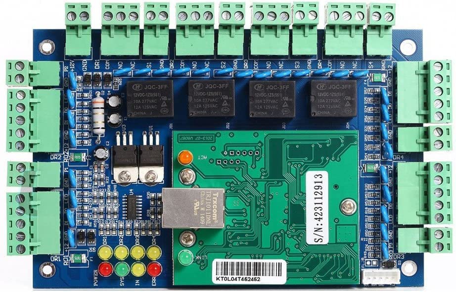 Mengqi Control Request To Exit Pir Motion Sensor 4 Doors Access Control Electronmagnetic 600 Lbs Magnetic Lock 110 240V Power Supply Box Rfid Keypad Reader Keyfobs/Cards(Phone App Remotely Open Door)