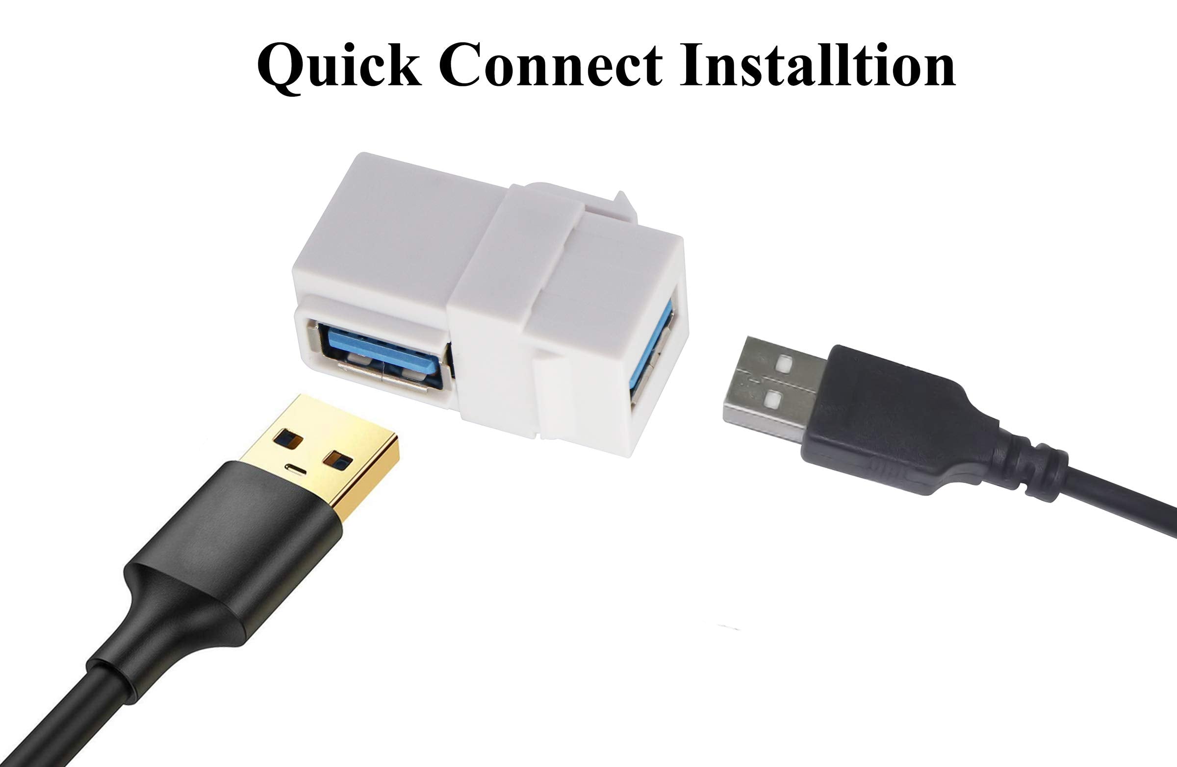 Aaotokk Right Angle Usb 3.0 Keystone Coupler 90 Degree Usb 3.0 A Female To Female Keystone Jack Insert Socket Coupler Adapter Fo
