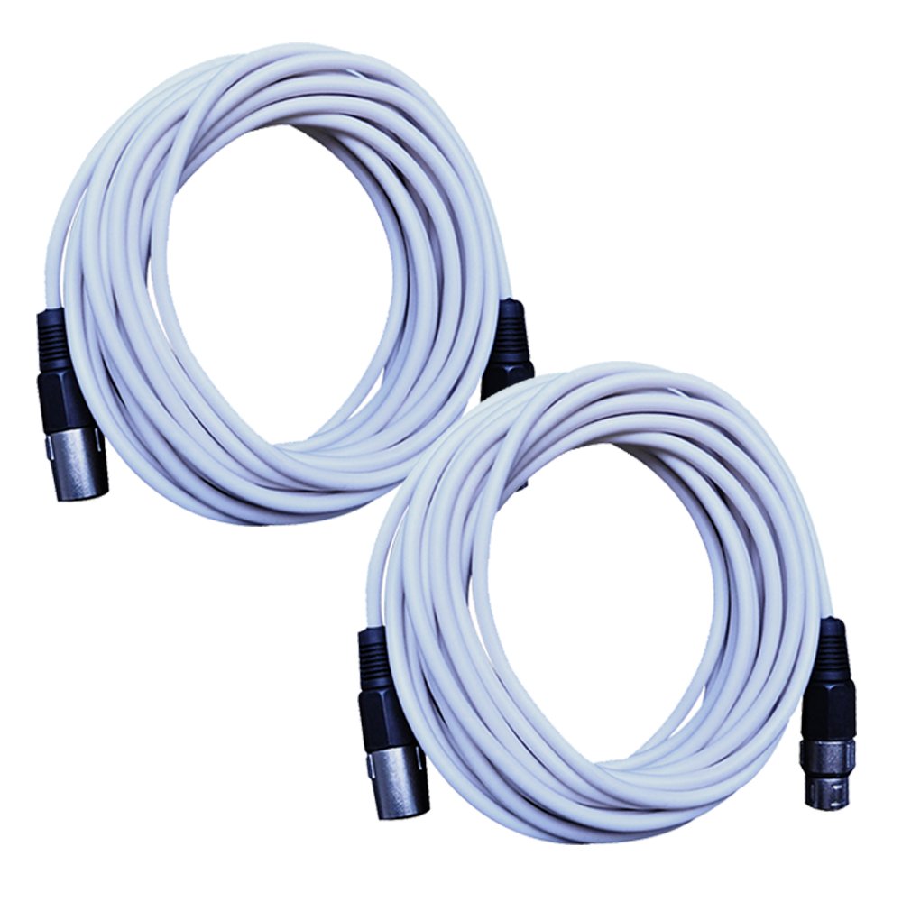 Seismic Audio - Saxlx-25White-2Pack - Pair Of White 25 Foot Xlr Microphone Cables - 25' Mic Cable Cords