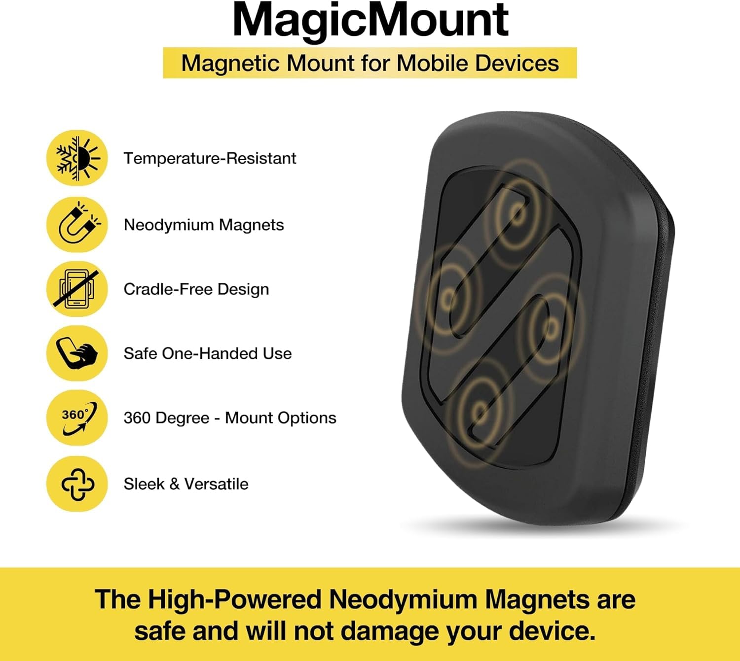 Scosche MAGDM2 MagicMount Magnetic Car Phone Mount for Dashboard, 360� Adjustable Magnet Head, Universal Cell Phone Holder for Car, Compatible with iPhone, Samsung, and All Devices