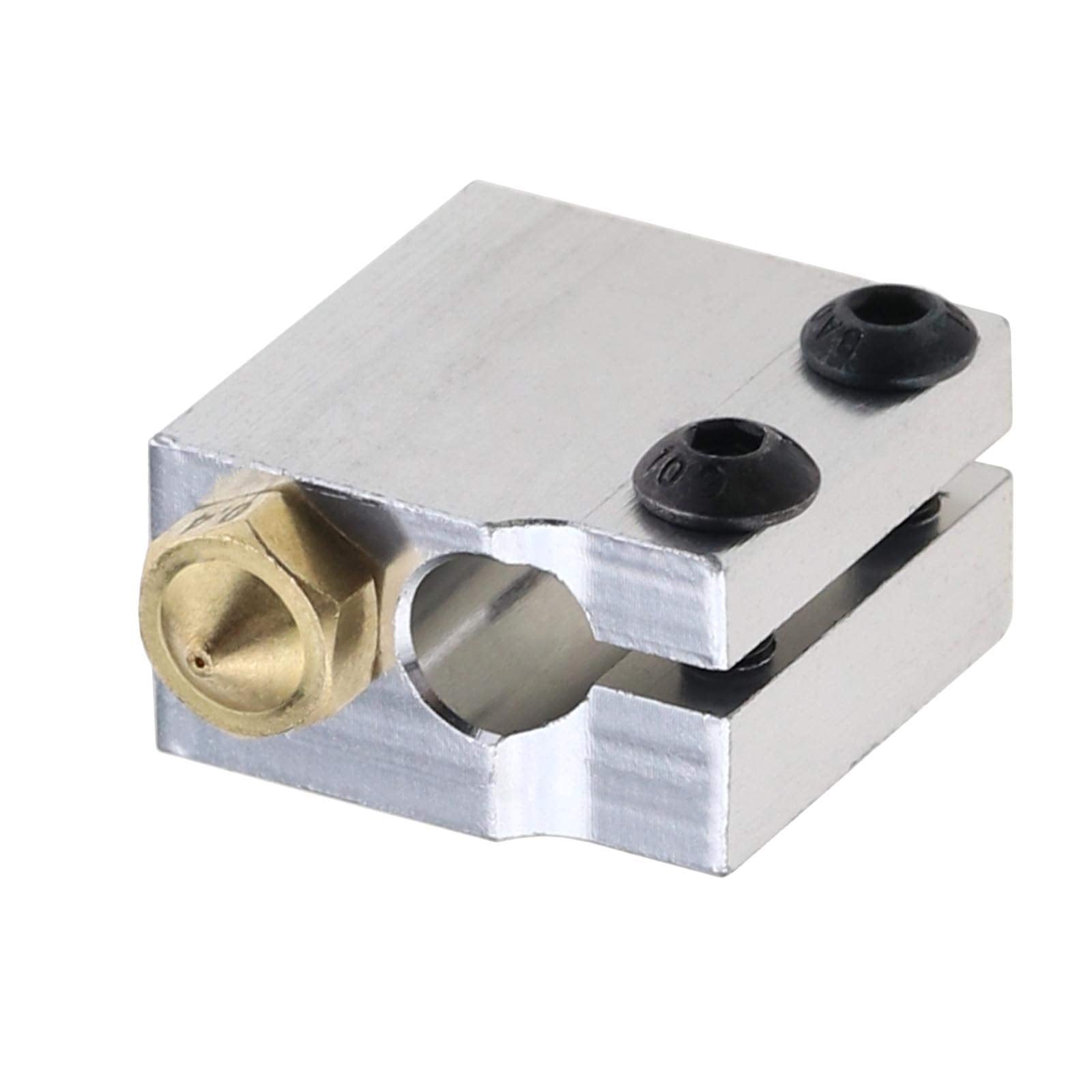 Micro Traders 3D Printer Part Each 5Pcs Aluminum Heater Blocks 5Pcs 0.4Mm Brass Nozzle Compatible With E3D V6 Volcano 1.75Mm Fil
