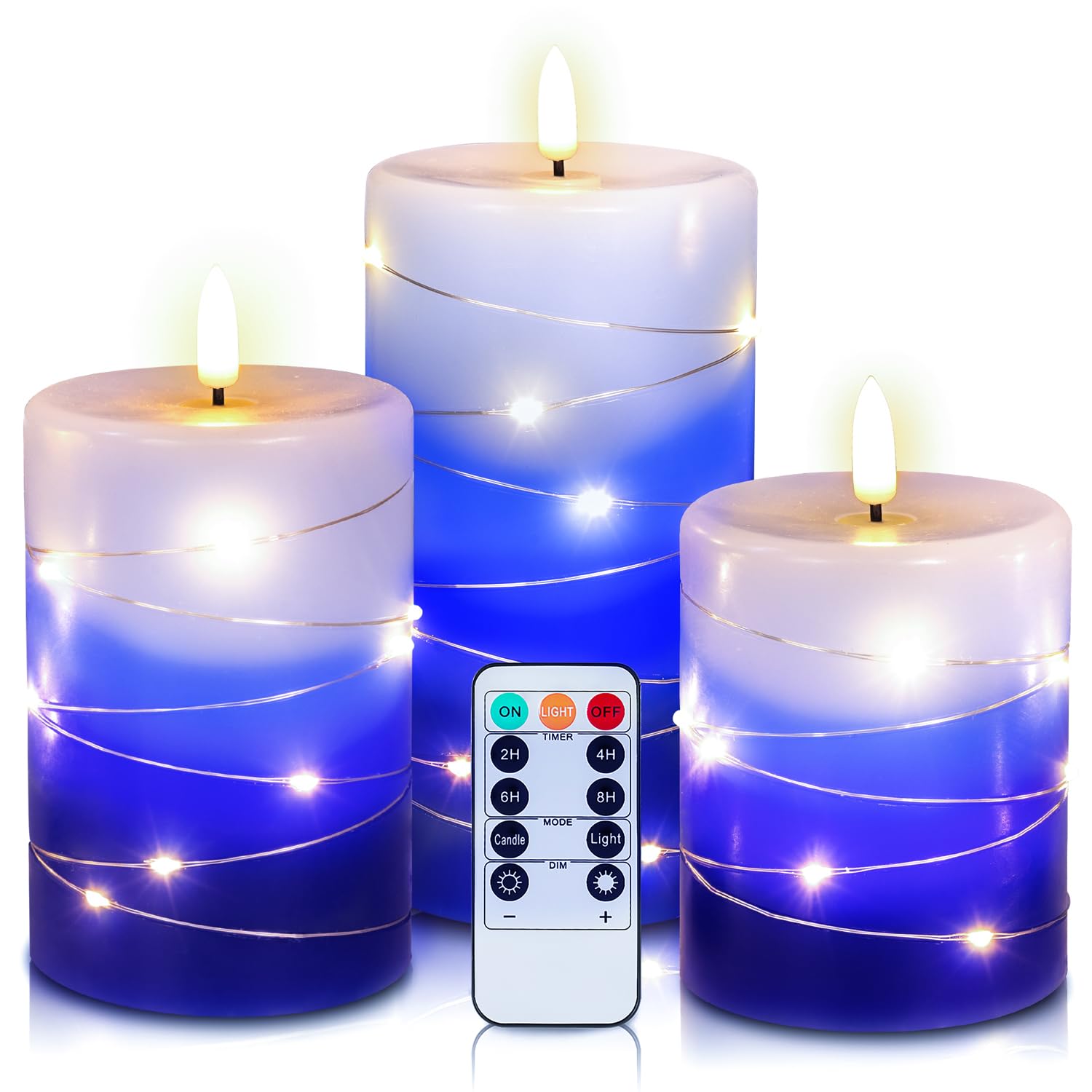 Haitanghua Flameless Candle, Led Candle, Battery Powered Candle, Recessed String Lights, Remote Timed Candle Candle, Real Flame