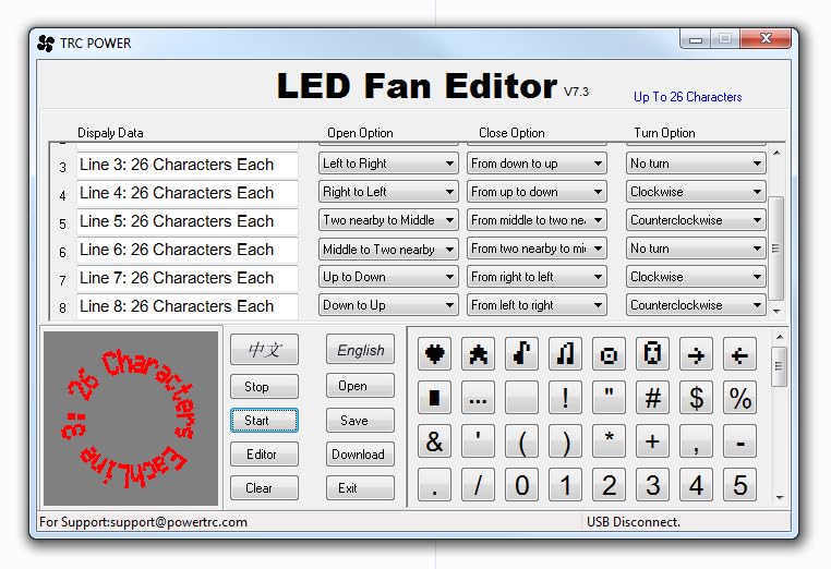 Powertrc Programmable Message Fan With Customized Drawing-Usb Powered-(Red Led)