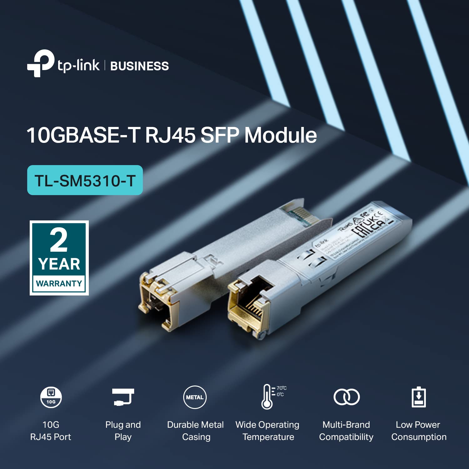 Tp-Link Tl-Sm5310-T | 10Gbase-T Rj45 Sfp+ Module | 10G Copper Sfp+ Transceiver | Sfp+ To Ethernet | Plug And Play | Hot Pluggabl