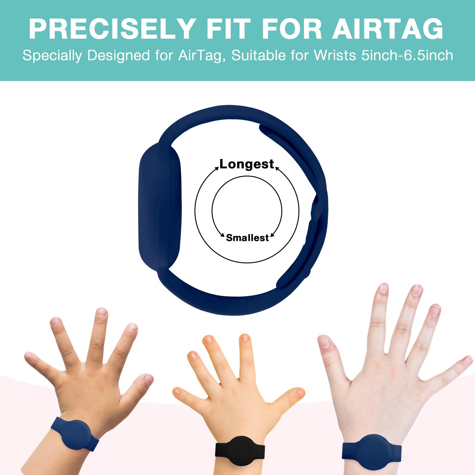 Waterproof Airtag Bracelet For Kids(2 Pack)   Soft Silicone Air Tag Wristband Kids, Lightweight Airtag Watch Band Gps Tracker Ho