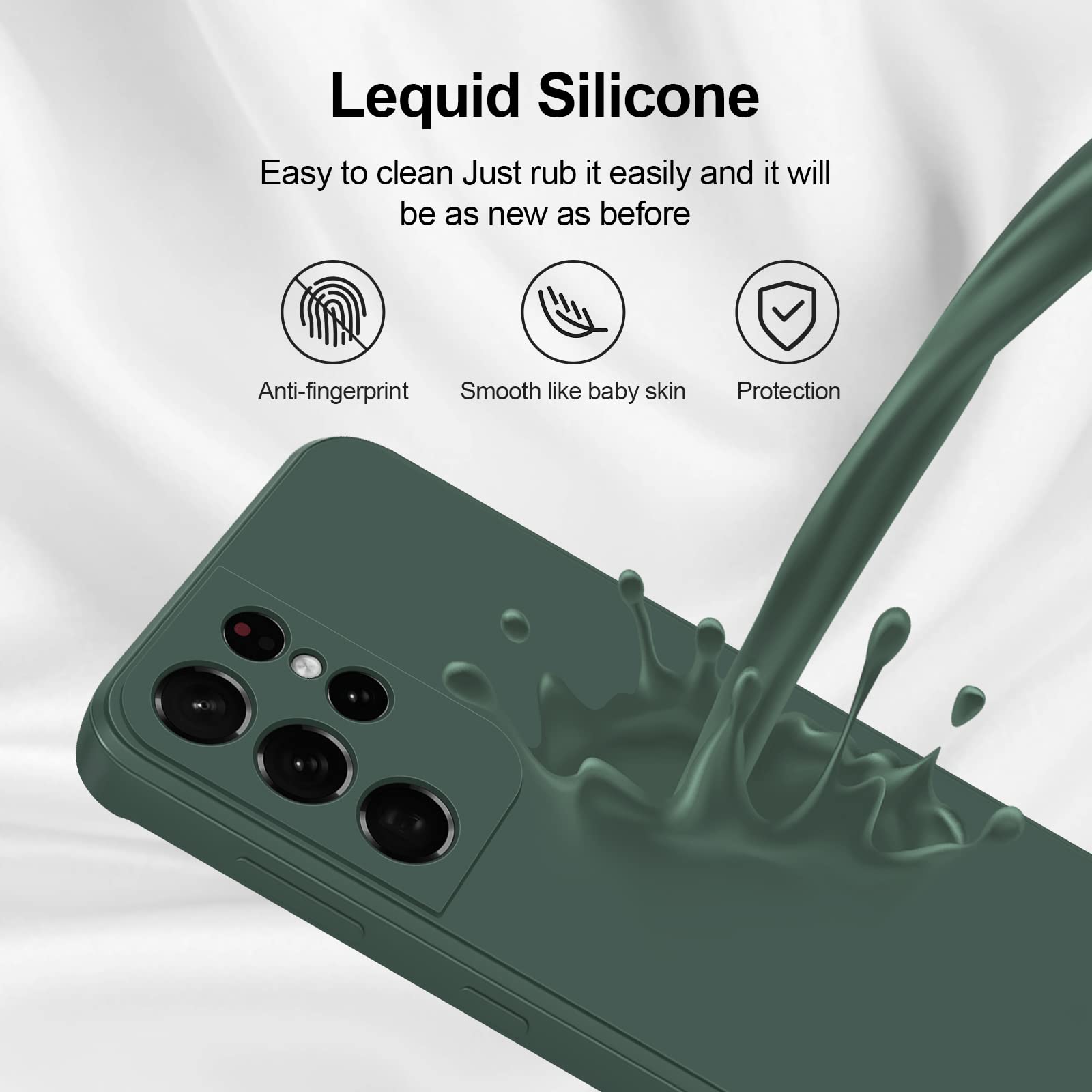 Giiyoon Silicone Case Compatible With Samsung Galaxy S21 Ultra 5G, Full Body Silky Soft Touch Phone Case With Camera Protection,