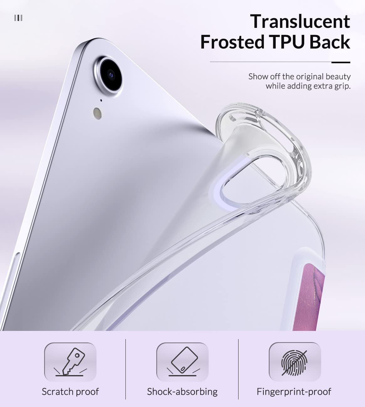 MoKo Case Fit New iPad Mini 7 (A17 Pro) 2024, iPad Mini 6th Generation Case 2021 (8.3 inch), iPad Mini 6 Case, Soft TPU Translucent Frosted Back Cover Case for iPad Mini 7th, Marble Gold Purple