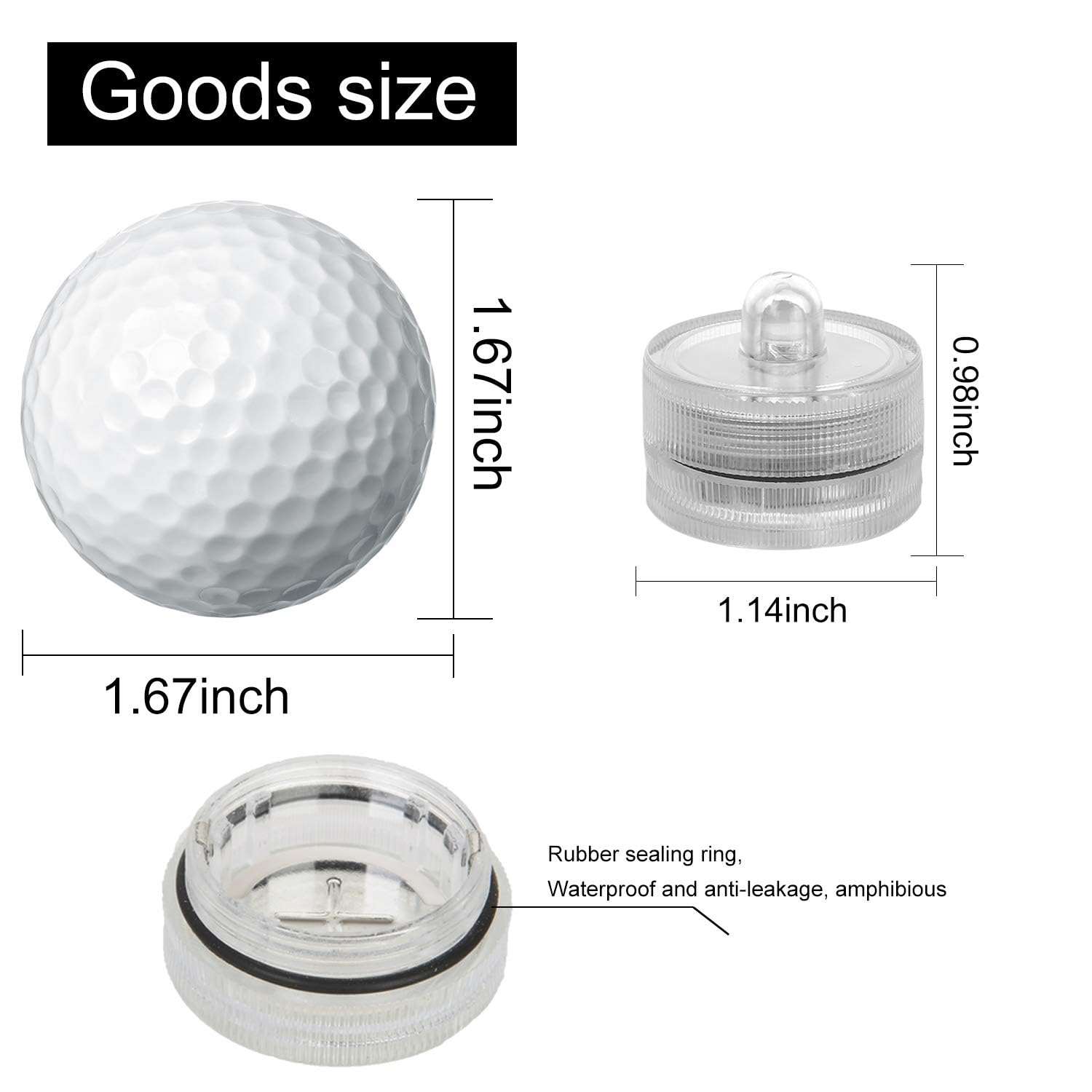 Shymery Submersible Led Lights,120 Hours Waterproof Tea Lights,White Underwater Submersible Tea Lights Battery Pond & Fishing Ce