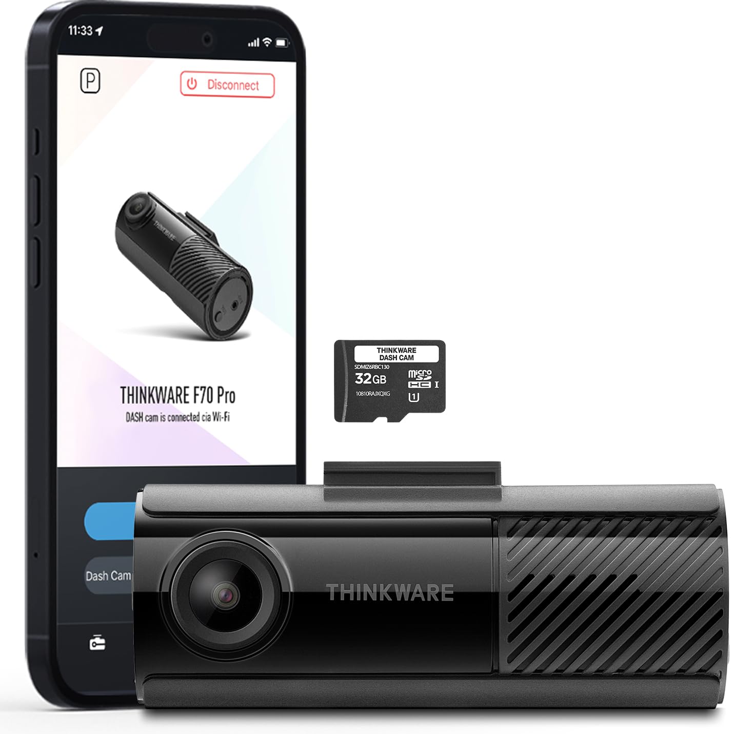 THINKWARE F70 PRO Dash Cam, 1080P Full HD WiFi Dashcam for Car Camera, Compact Design, Super Night Vision, G-Sensor, Smart Parki