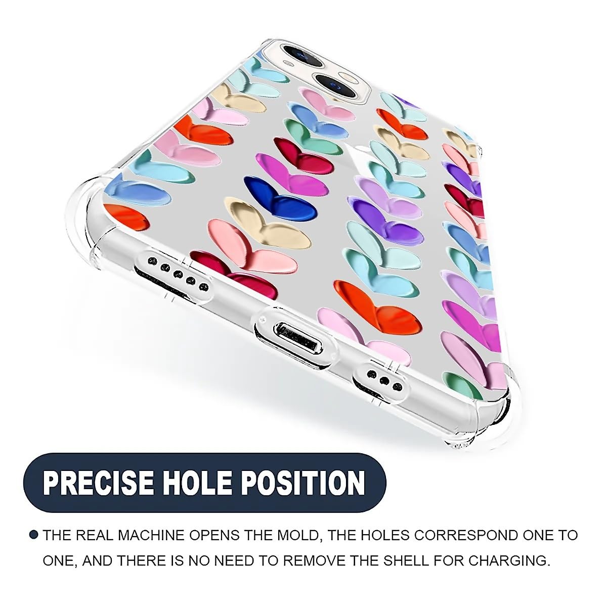 Tamefox Case Compatible With Clear Iphone 14 Plus,Oil Painted Heart Slim-Fit Shock-Resistant Raised Bezel Camera Protection Desi