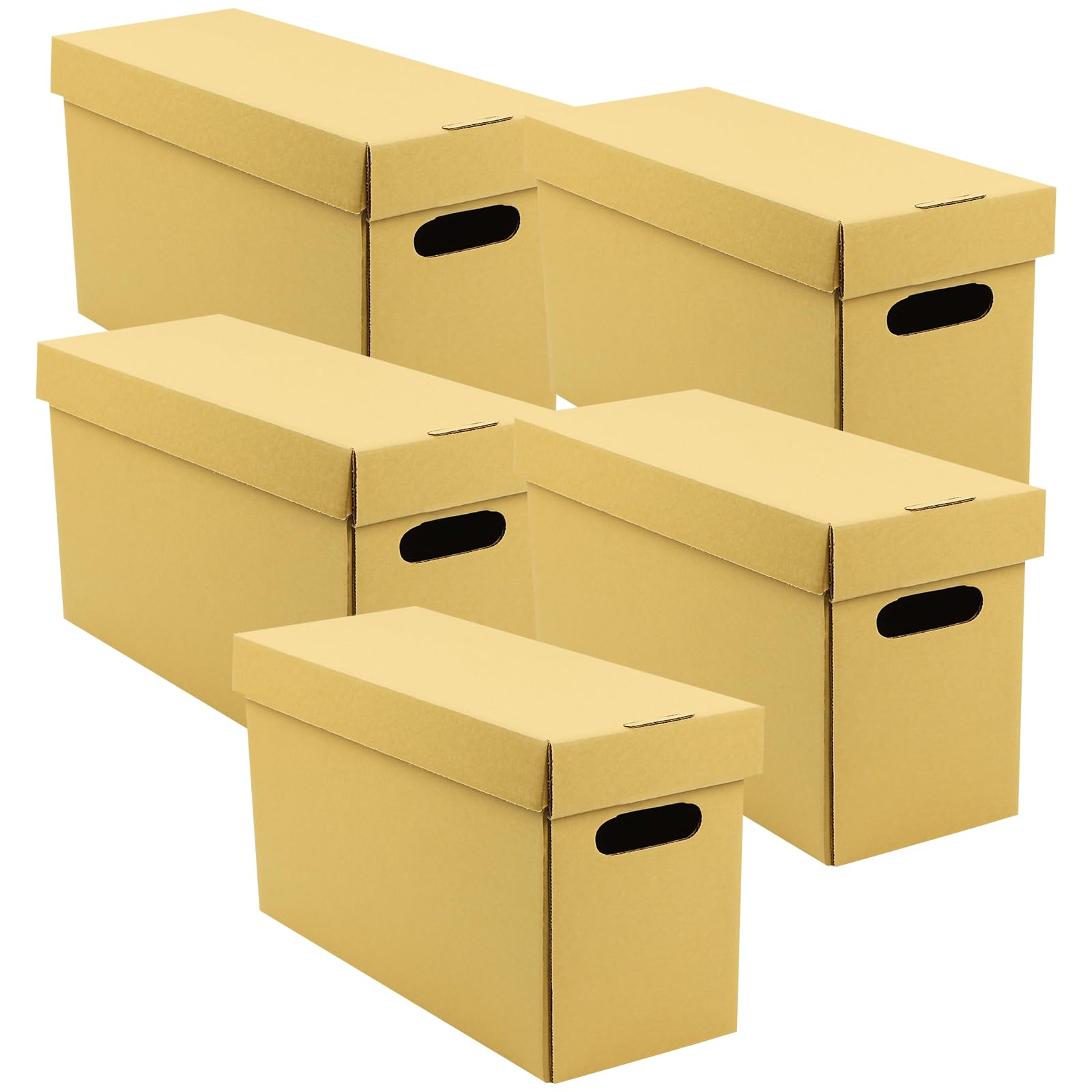 Lineco Archival Record Storage Cartons, Ready To Assemble Filing Boxes For Organizing And Storing Documents, Prints, Or Photos. Acid Free, Buffered Corrugated Board, 6X15 X10In, Tan, Pack Of 5