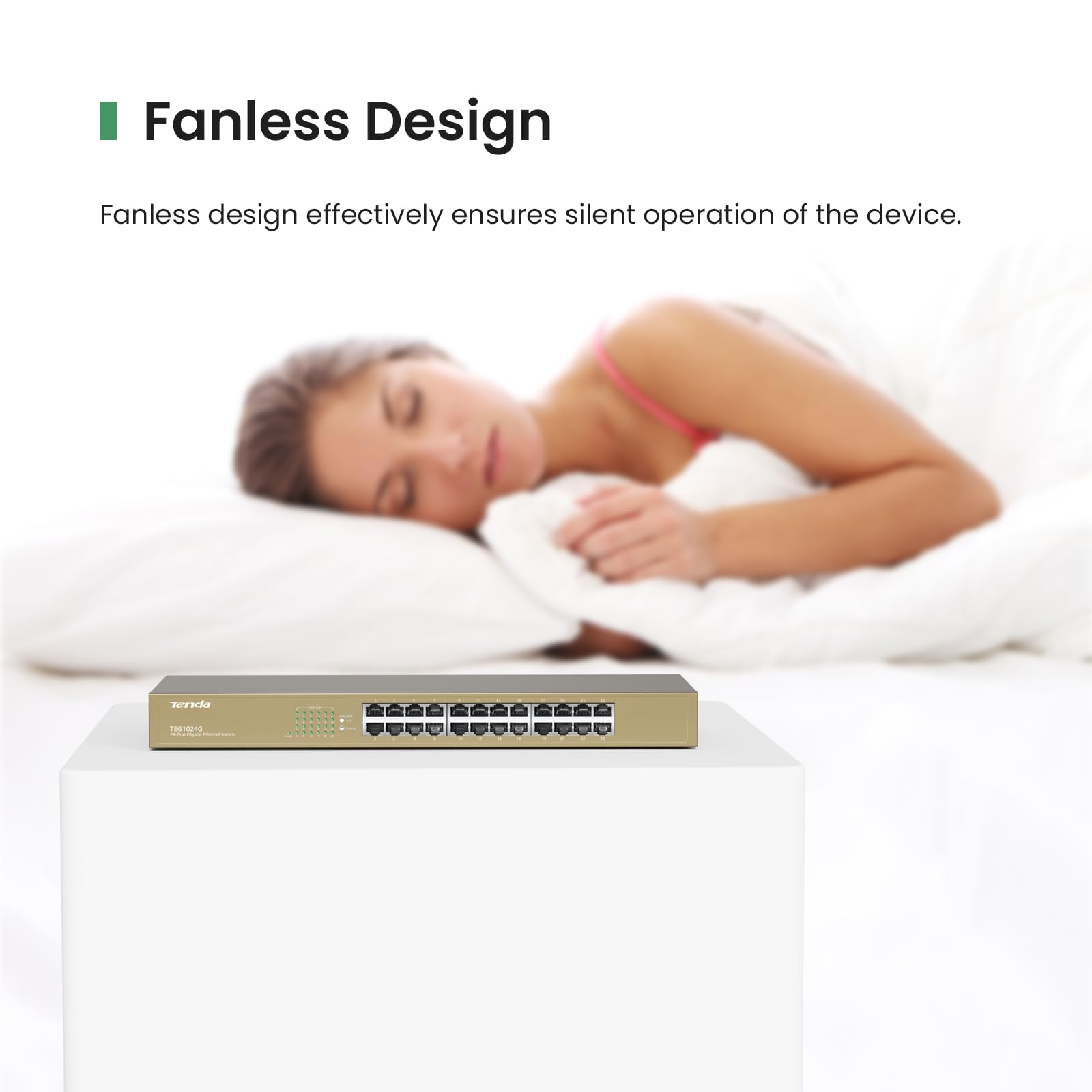 Tenda Teg1024G, 24 Port Gigabit Ethernet Unmanaged Switch, Network Hub, Ethernet Splitter, Plug & Play, Fanless Metal Design, Fl
