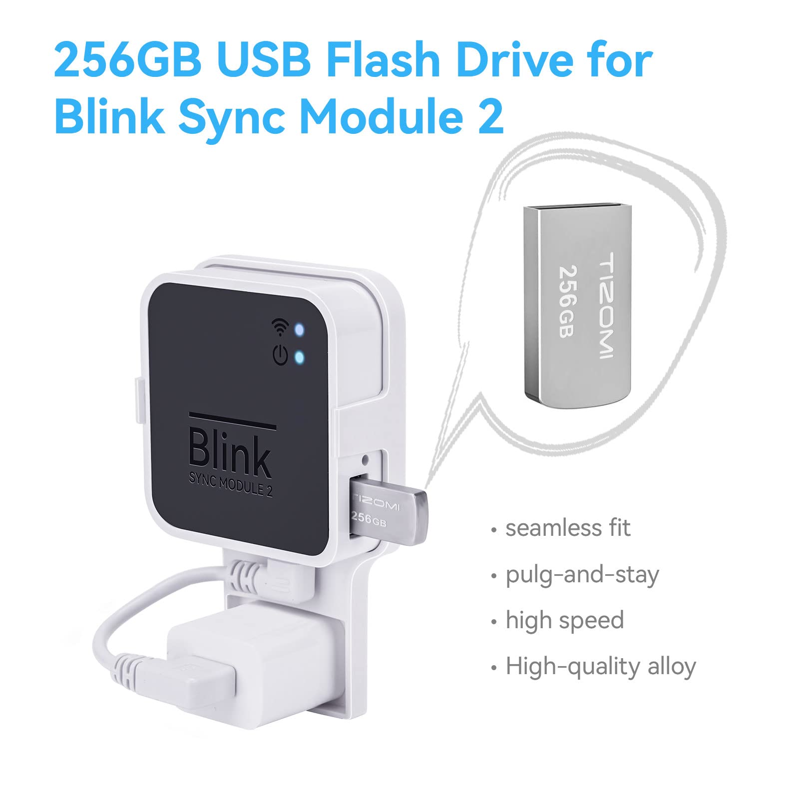 256Gb Blink Usb Flash Drive For Local Video Storage With The Blink Sync Module 2 Mount (Blink Add On Sync Module 2 Itself Is Not Included)