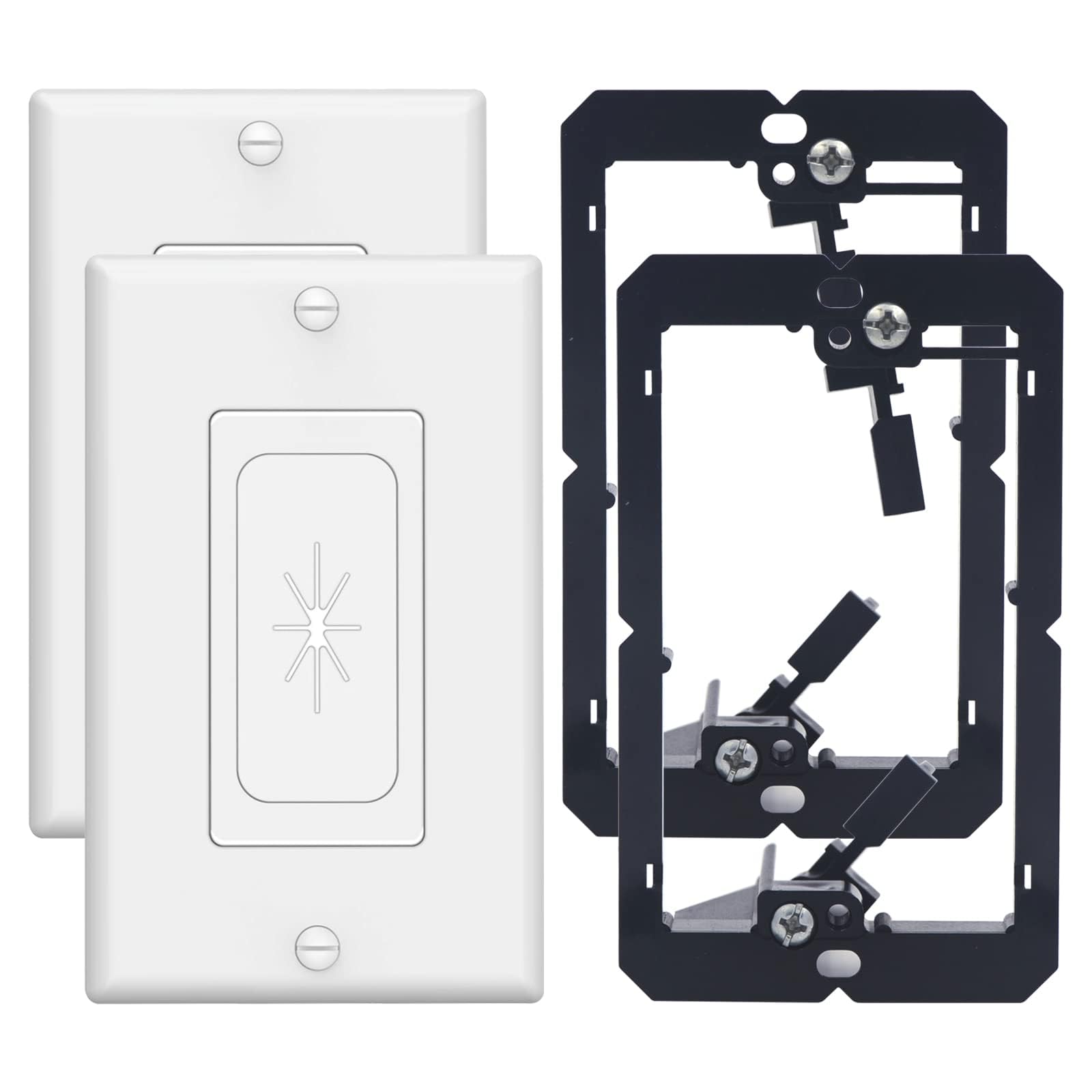 Vcelink Wall Plate Cable Pass Through With Mounting Bracket, Single Gang Flexible Rubber Opening Cable Outlet Cover For Low Volt