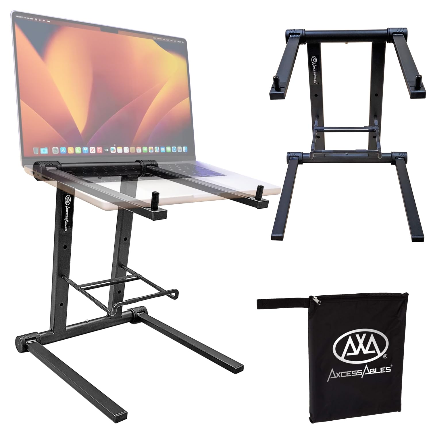 AXA AXCESSABLES DJ Laptop Stand with Travel Bag | Portable Foldable Aluminum Laptop Stand for Laptops up to 15 inches and 20lbs 