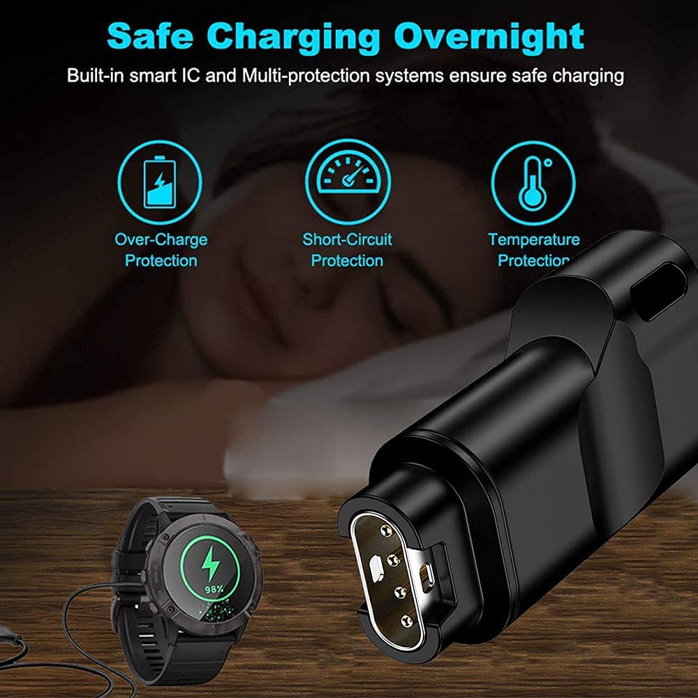 Garmin Watch Charger To Type C Adapter, 2Pack Compatible With Garmin Fenix 7/7S/7X/6S/6/6X/5S/5/5X, Instinct 1/2/2S/Tide/Tactical, Forerunner, Vivomove,Vivoactive,Venu Series And More