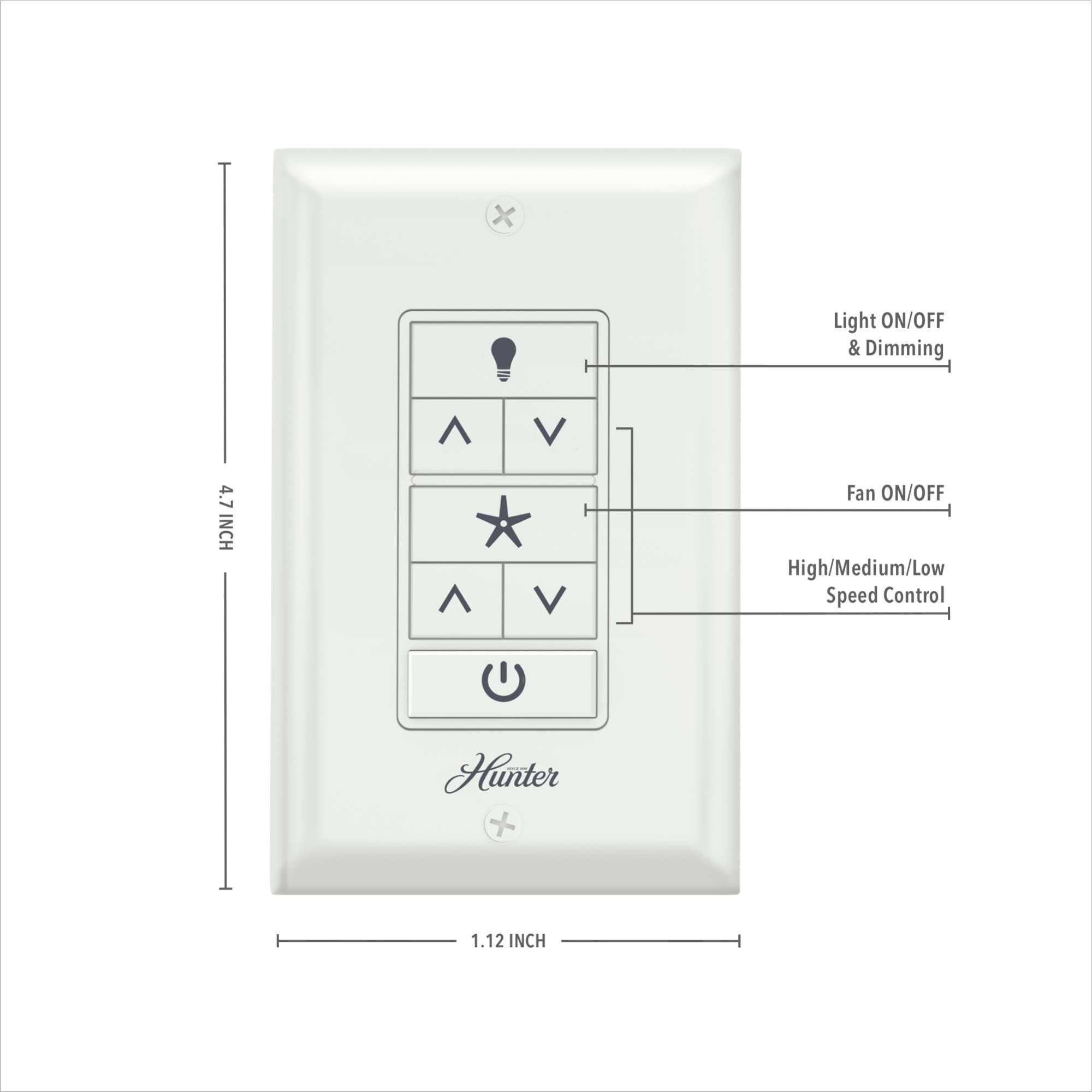 Hunter Fan Company 99771 Core W Wall Control With Receiver, Mount, White