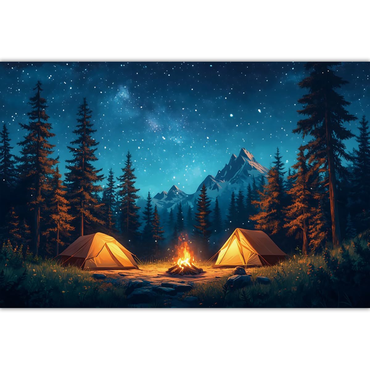 10X8Ft Forest Scene Camping Backdrop, Camping Photography Background For Children Adults, Happy Camping Party Banner Decorations