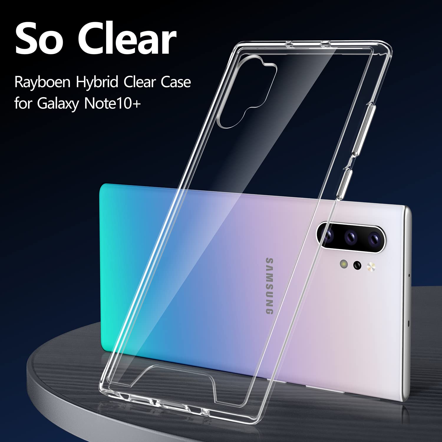 Rayboen Case For Samsung Galaxy Note 10 Plus 5G(Not For Note10), Crystal Clear Shockproof Non Slip Protective Cover, Hard Pc Bac