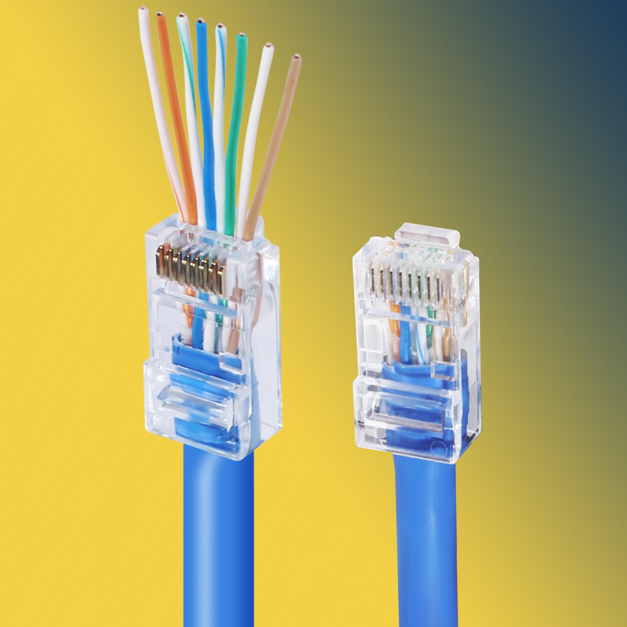 Petechtool Cat6 Rj45 Pass Through Connectors 130 Pack Cat6 Cat5 Ethernet Connector For Solid Or Stranded Utp Cable 100Pcs Cat6 Cat5E Connectors, 30Pcs Self Adhesive Cable Clips And Mini Stripper