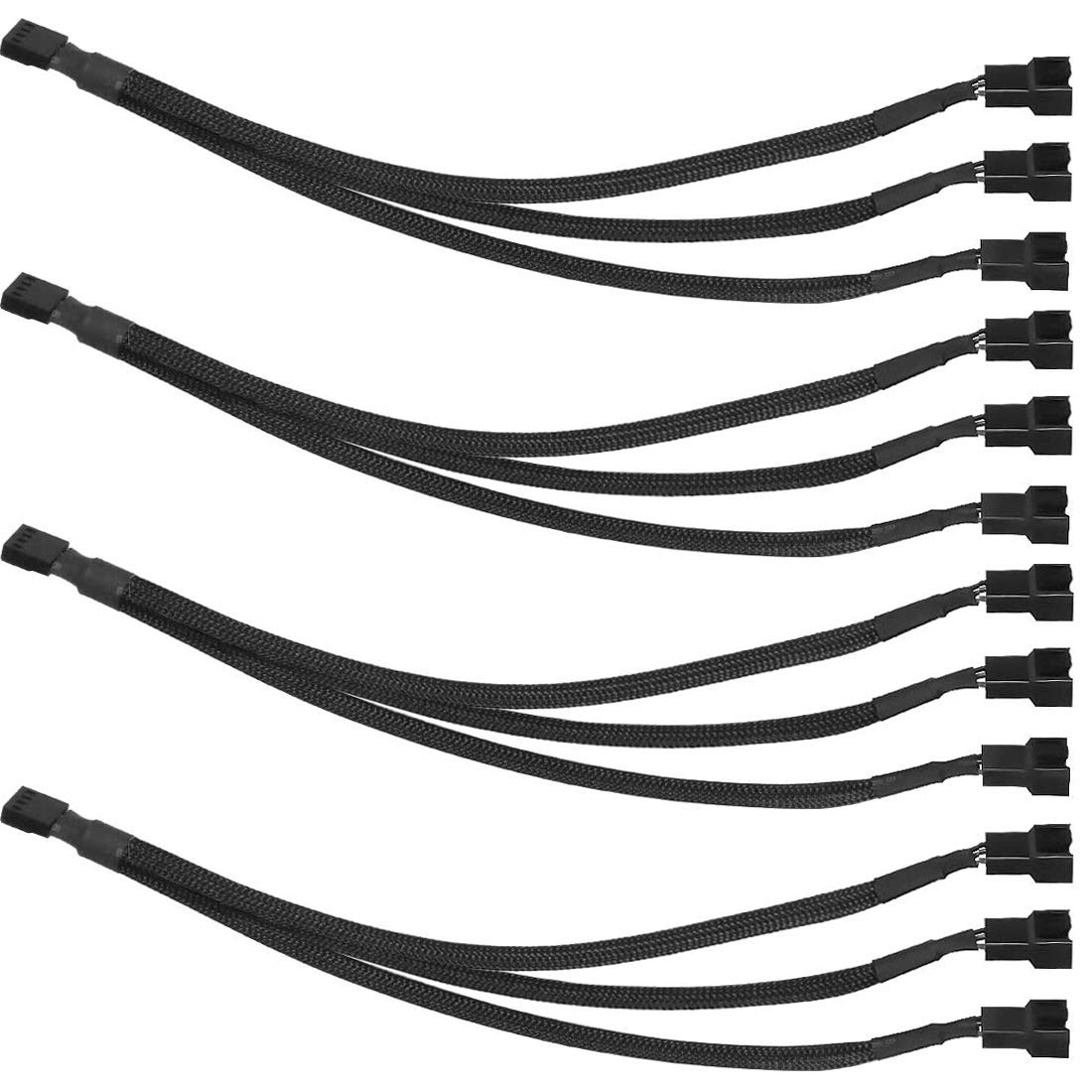 Gebildet 4 Pin Pwm Fan Splitter Cable, Sleeved Braided Adapter Computer Pc Fan Power Extension Cable 1 To 3 Converter For Comput