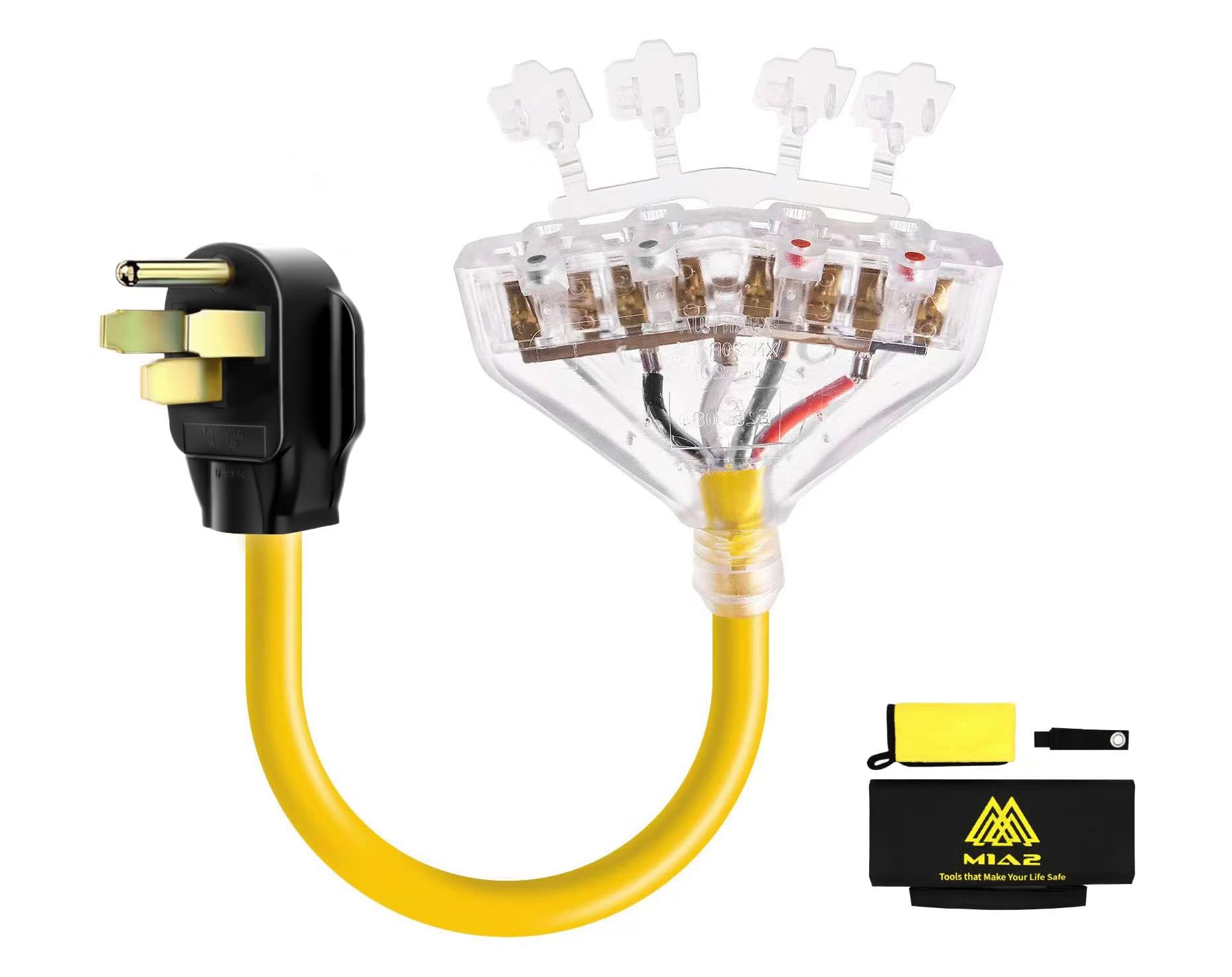 50 Amp To 20 Amp Adapter 110 Rv Distribution Nema 14 50P 4 Prong Male To 4X 5 20R Household Outlet Female With Dust Protection C