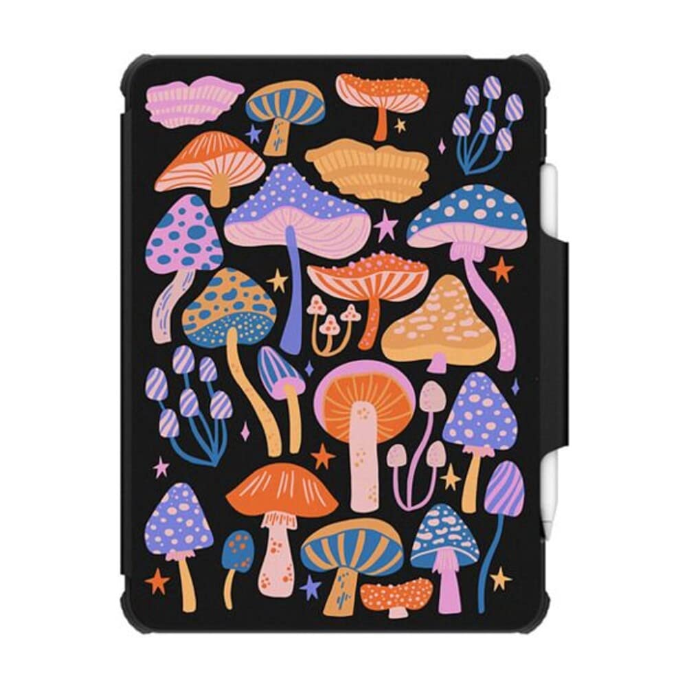 Casetify Impact Folio Case For Ipad Pro 12.9'' (3Rd/4Th/5Th/6Th Gen)   Magic Mushrooms   Clear Black