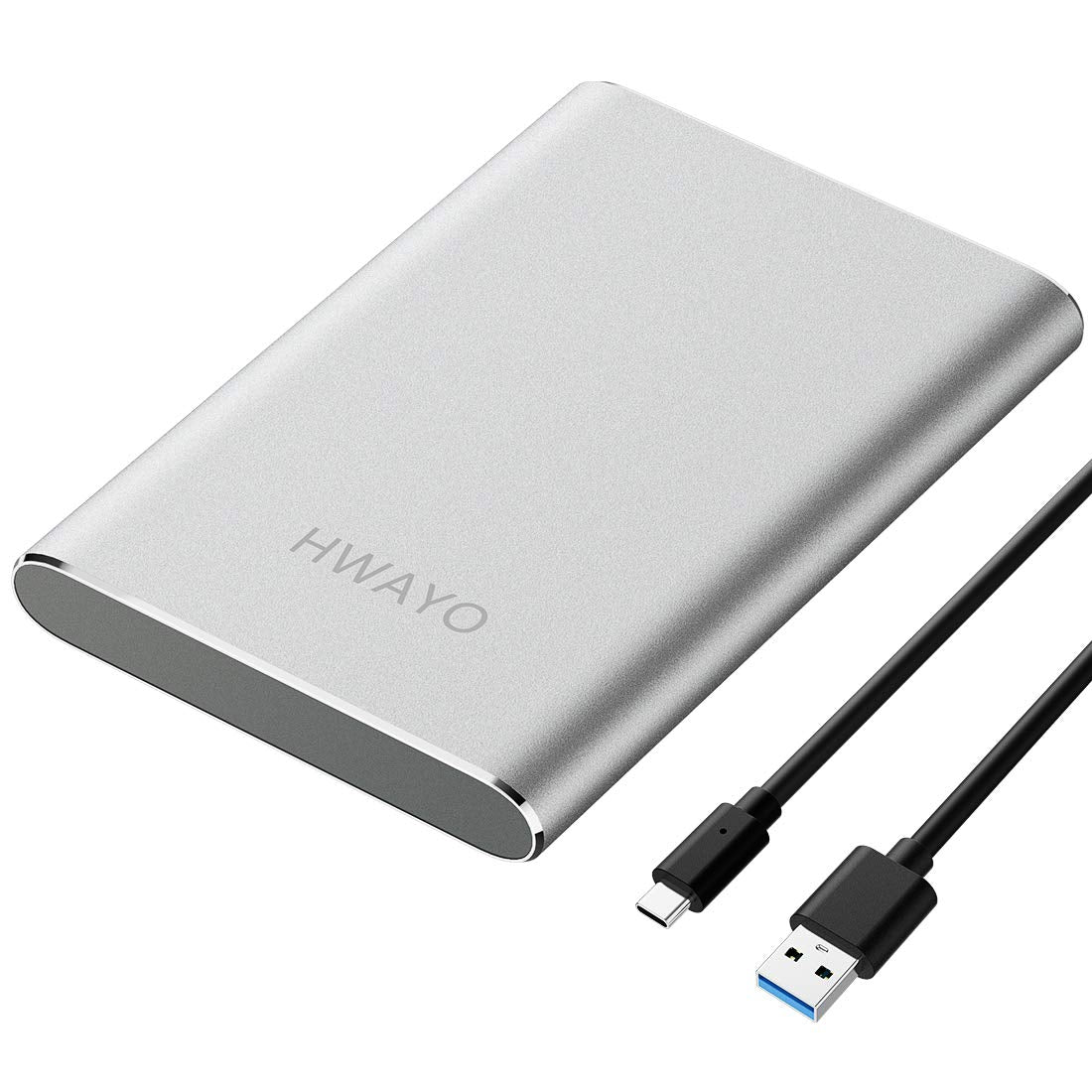 Hwayo 320Gb Portable External Hard Drive, Usb3.1 Gen 1 Type C Ultra Slim 2.5'' Hdd Storage Compatible For Pc, Desktop, Laptop, Mac, Xbox One (Silver)